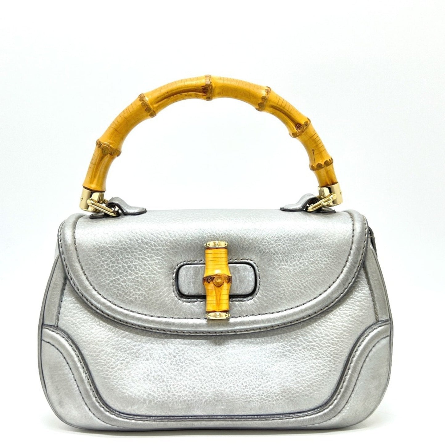 Gucci Silver Leather Handbag