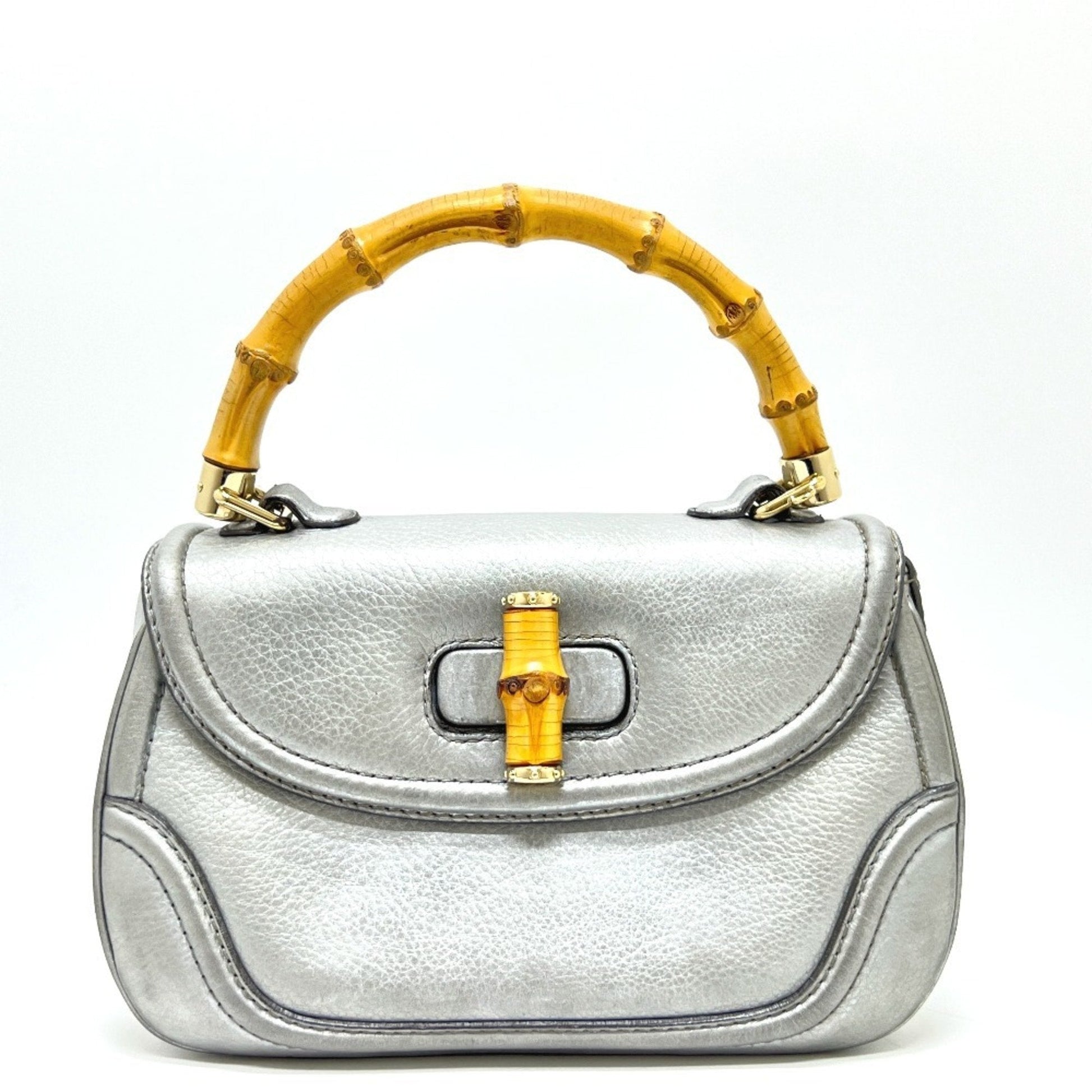 Gucci Silver Leather Handbag