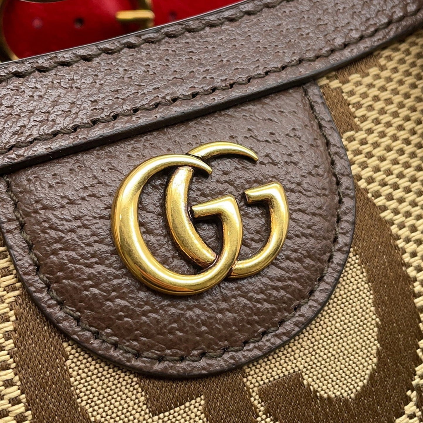 Gucci Beige Brown Gg Canvas Leather Handbag
