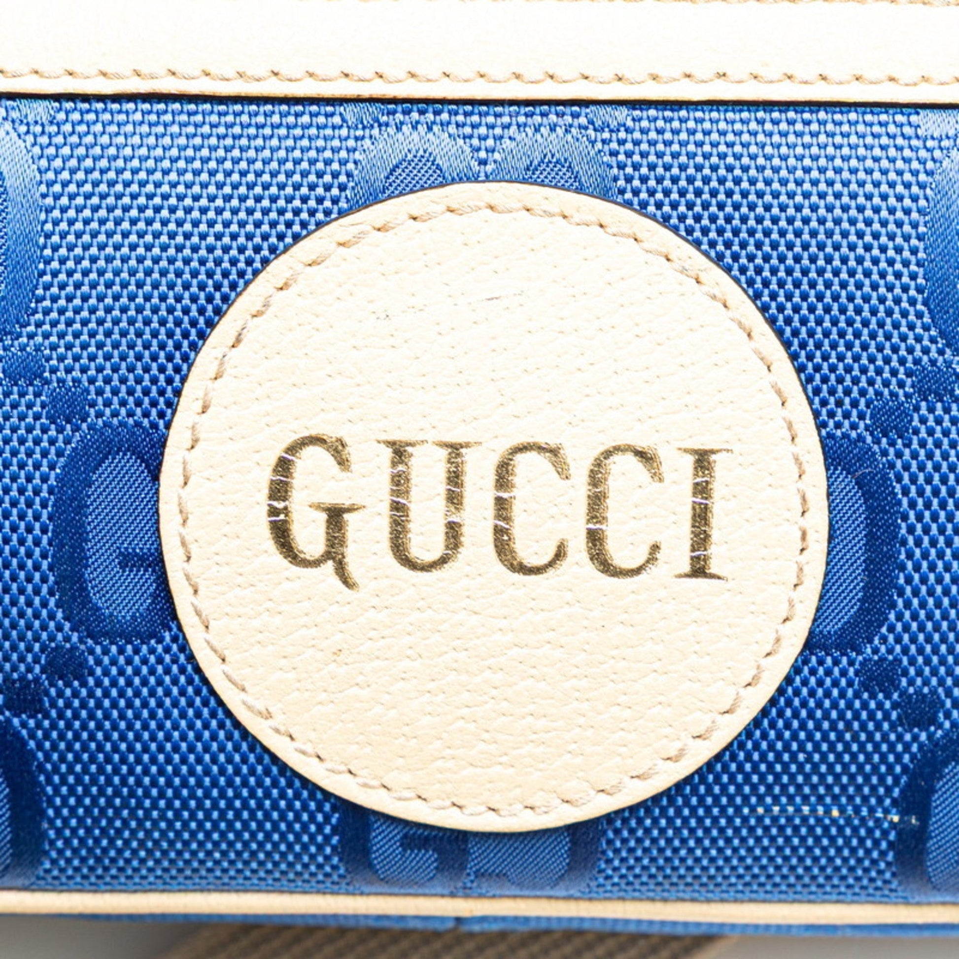 Gucci Beige Blue Nylon Leather Sling Bag