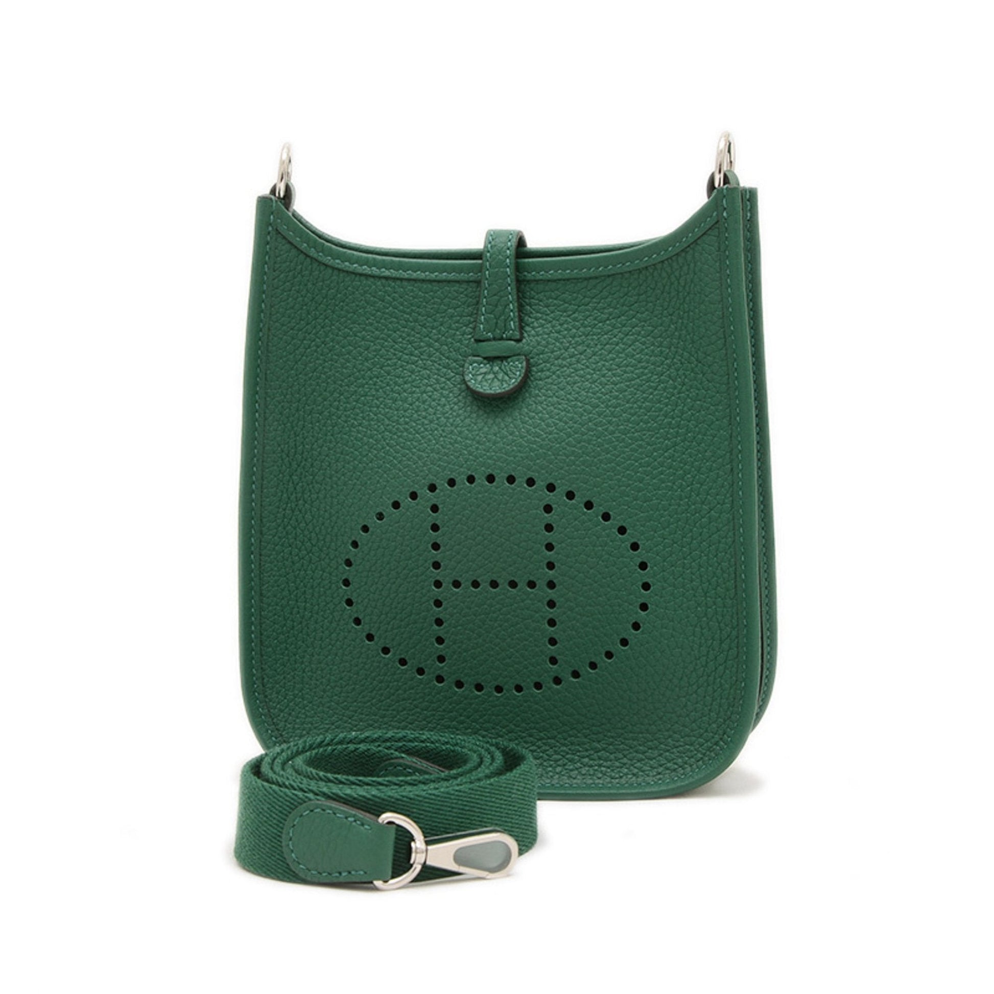 Hermes Vert Bengal Taurillon Clemence Shoulder Bag Leather
