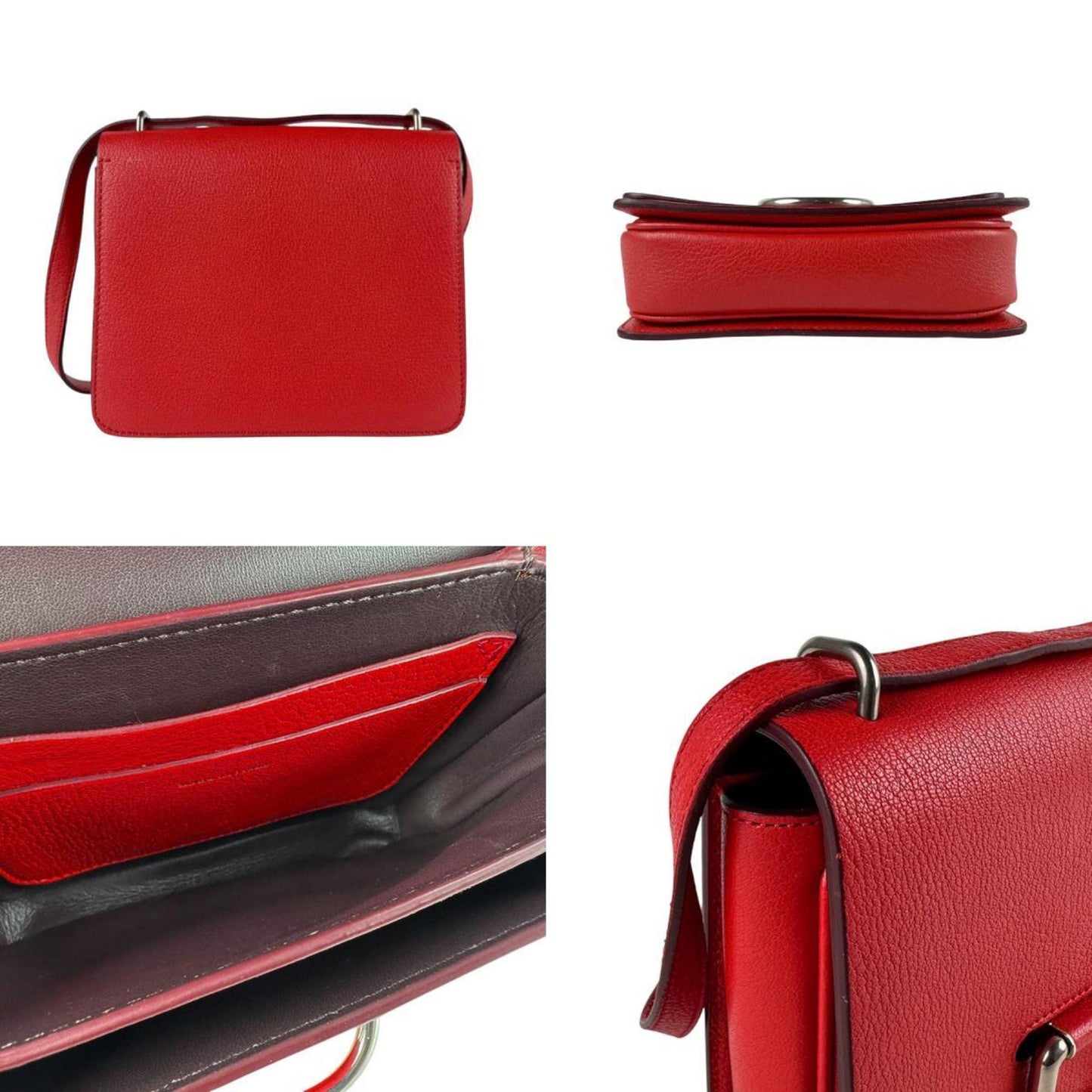 Burberry Color Shoulder Bag Leather Red