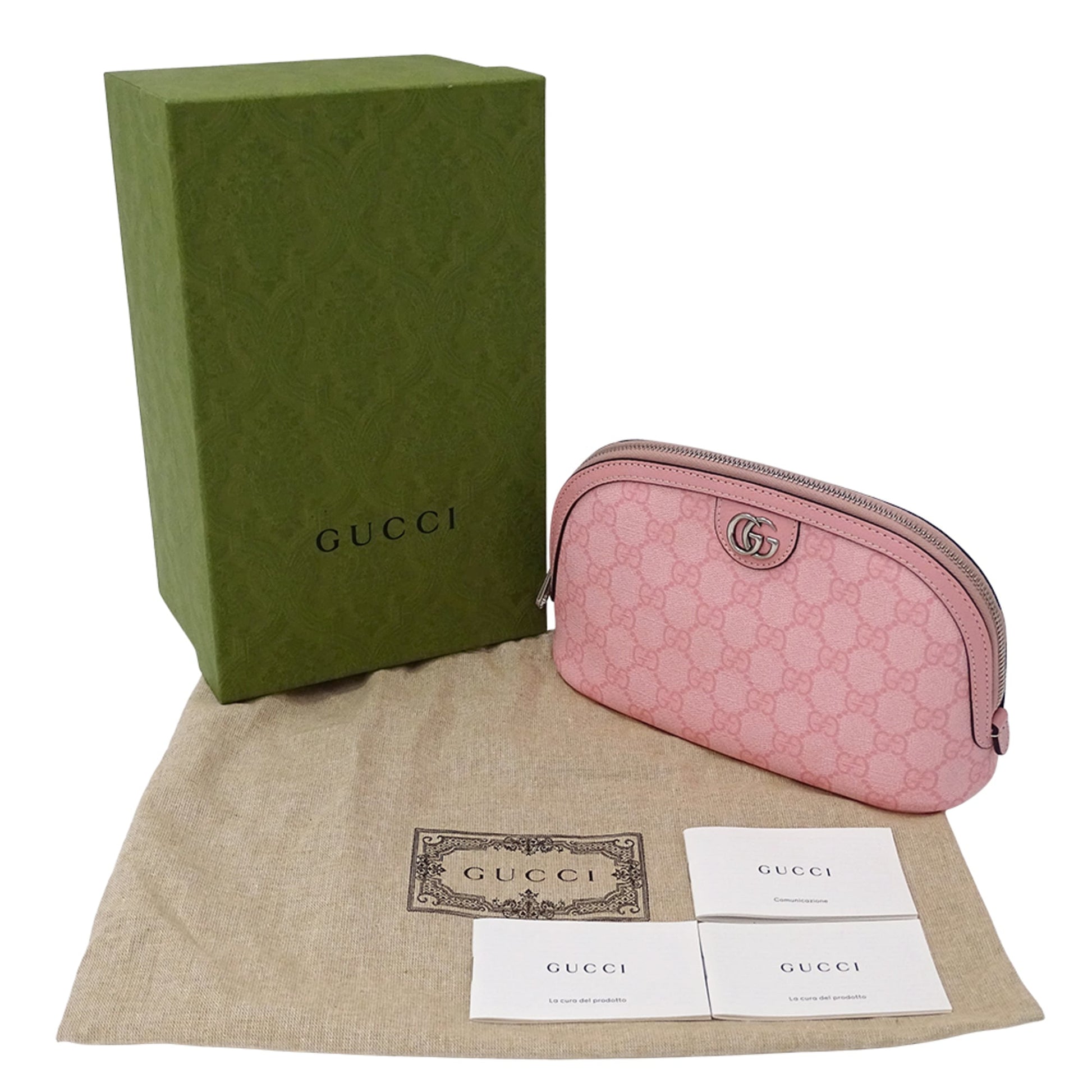 Gucci Pink Gg Supreme Pouch