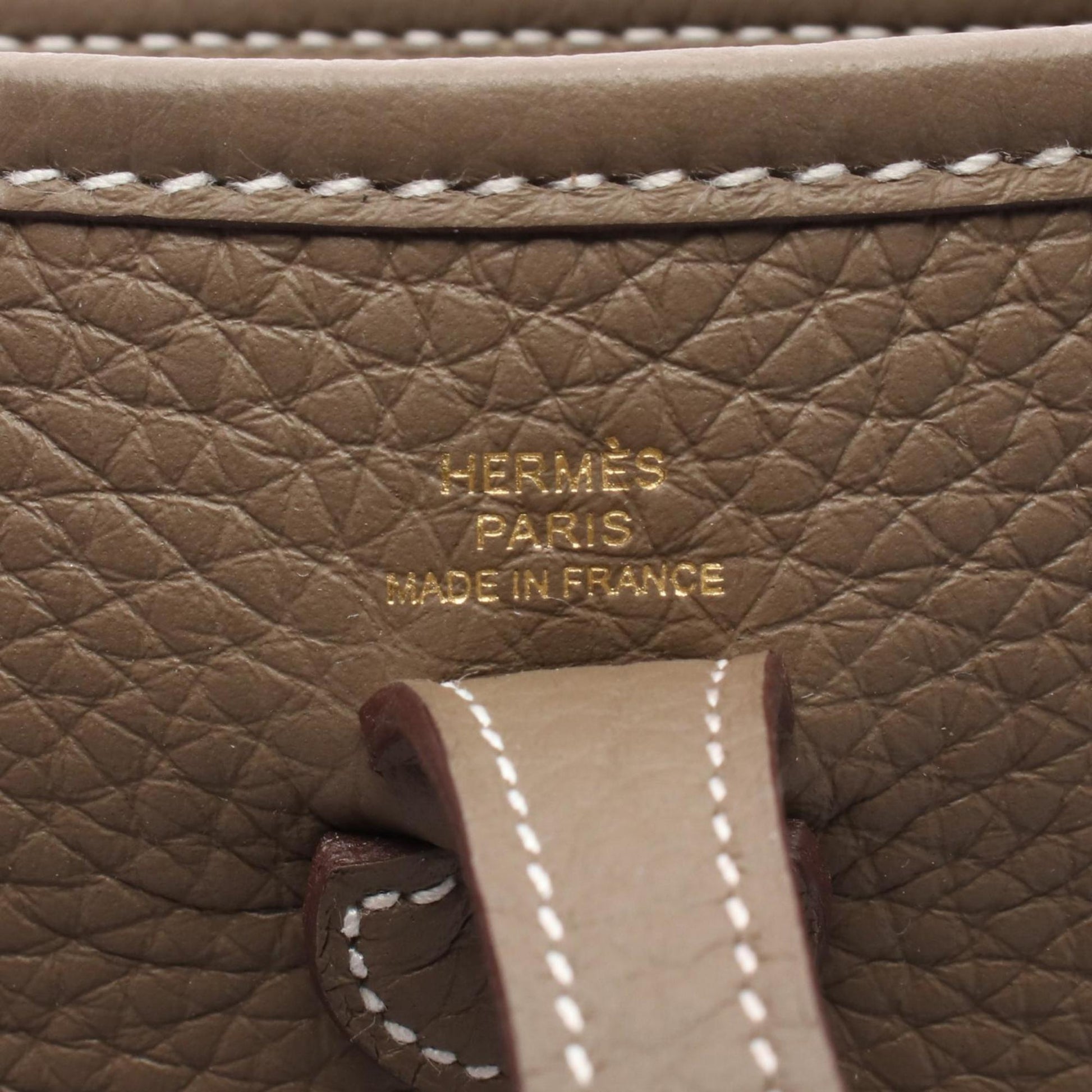Hermes Taurillon Clemence Shoulder Bag Leather Brown