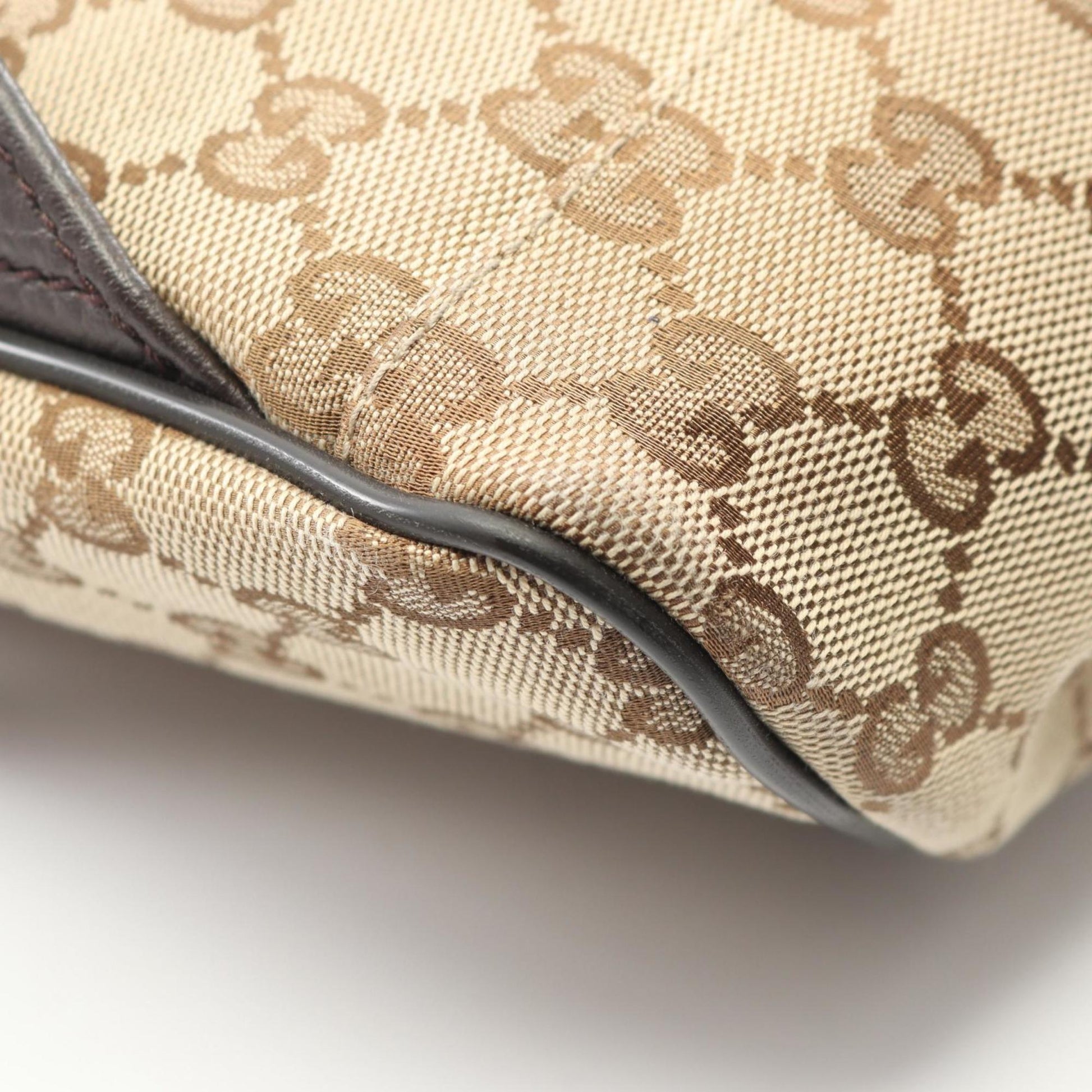 Gucci Beige Brown Canvas Leather Backpack