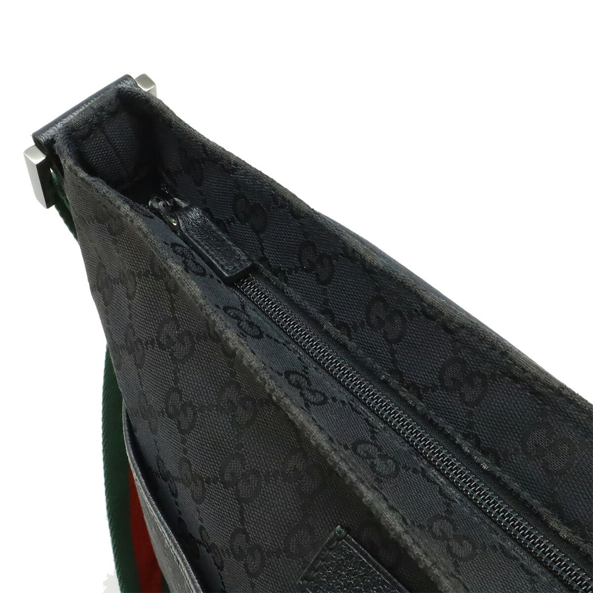 Gucci Black Green Red Color Gg Canvas Shoulder Bag