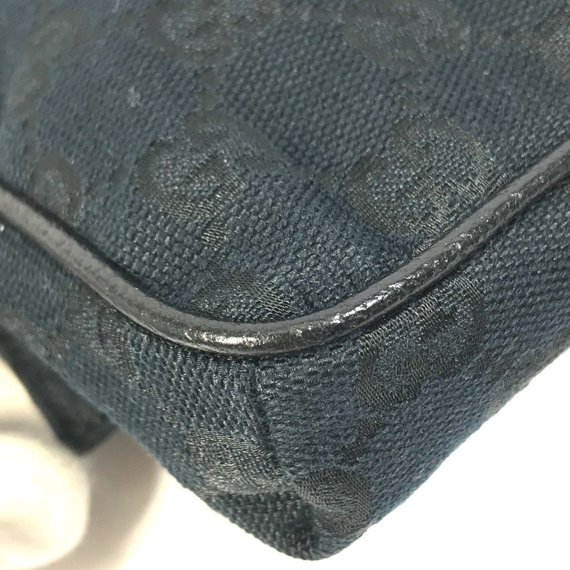 Gucci Black Gg Canvas Leather Fanny Pack