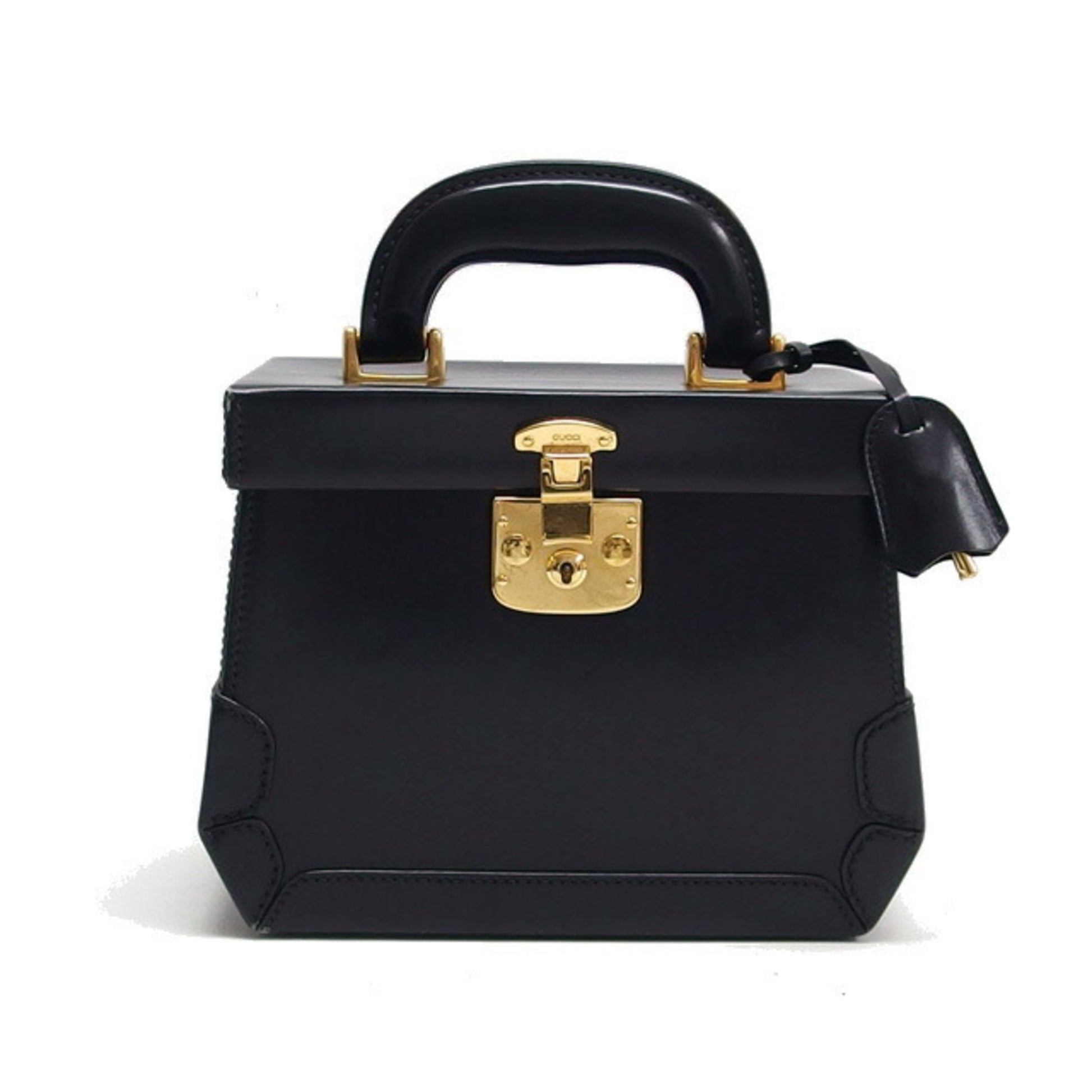 Gucci Black Leather Handbag Vanity Bag