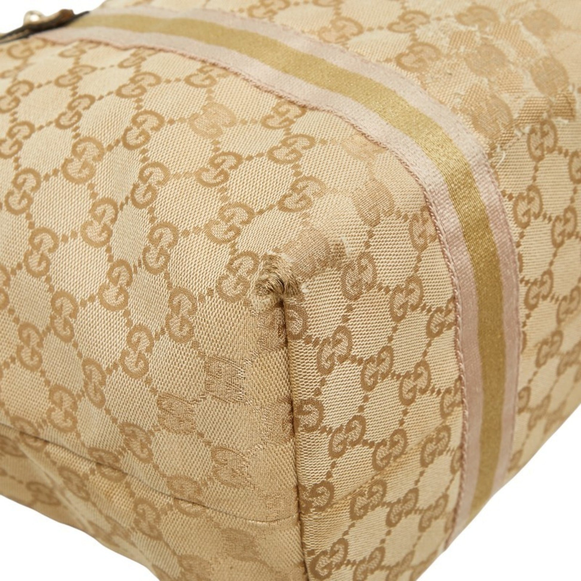 Gucci Brown Gold Canvas Leather Handbag Tote Bag