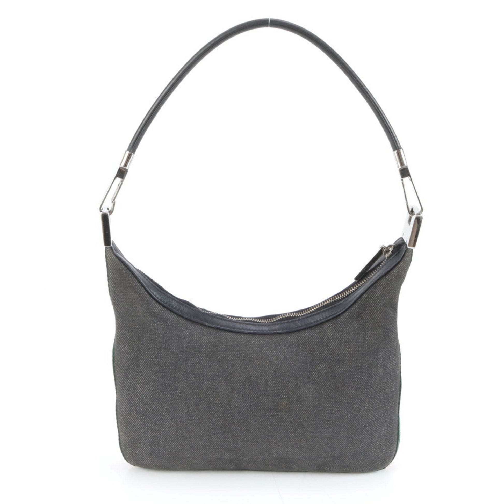 Gucci Black Leather Canvas Shoulder Bag