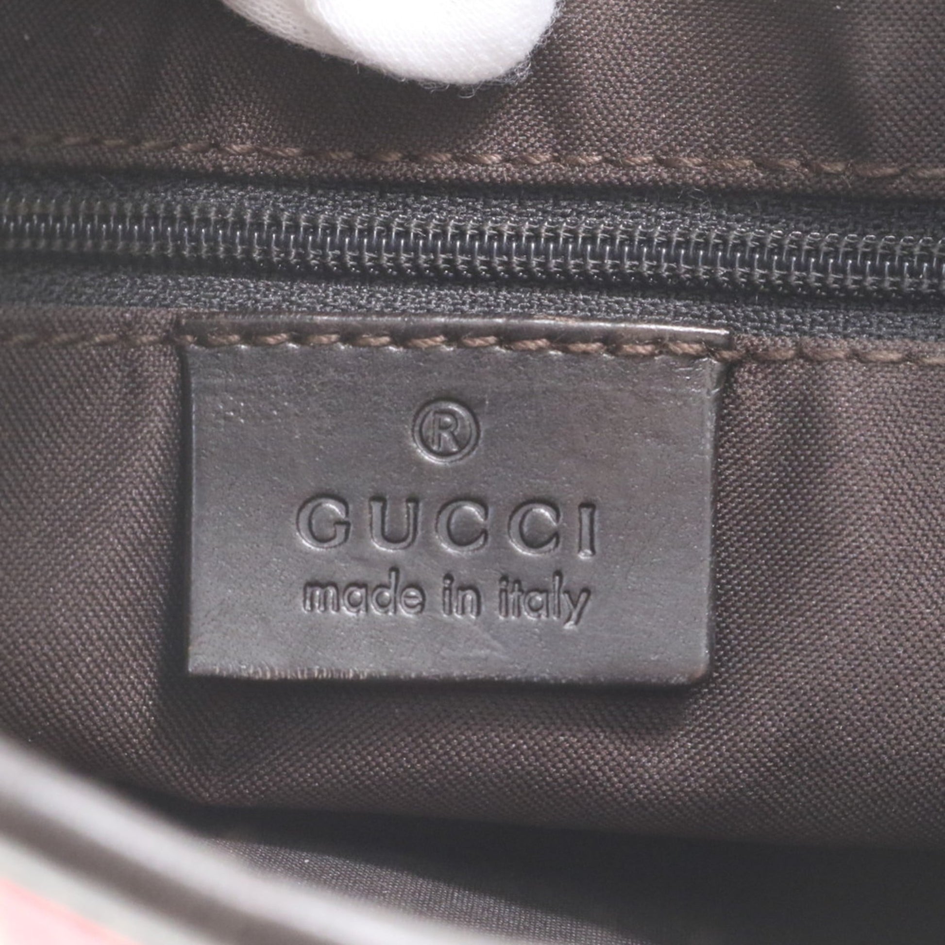 Gucci Brown Leather Canvas Shoulder Bag