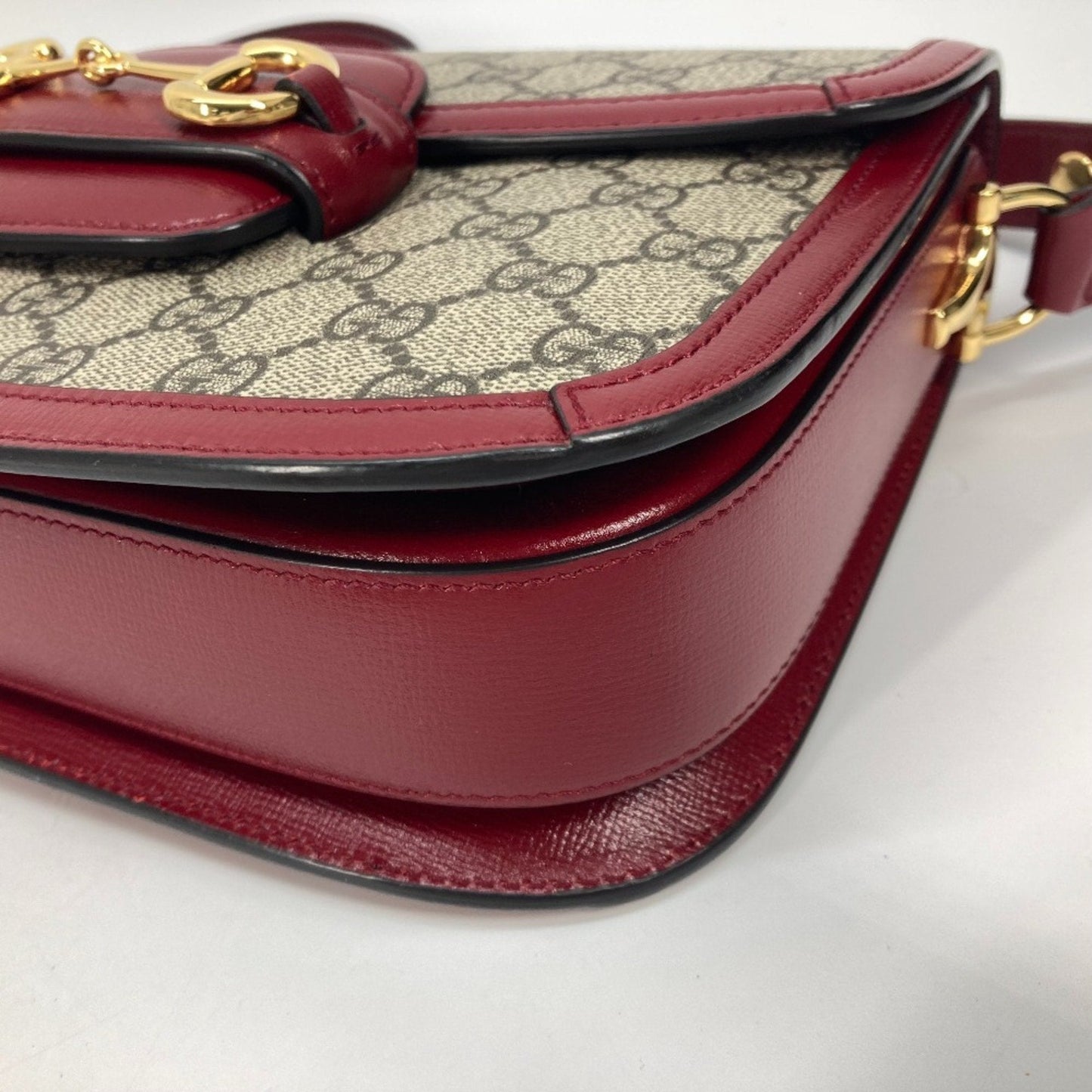 Gucci Beige Red Color Gg Supreme Leather Shoulder Bag