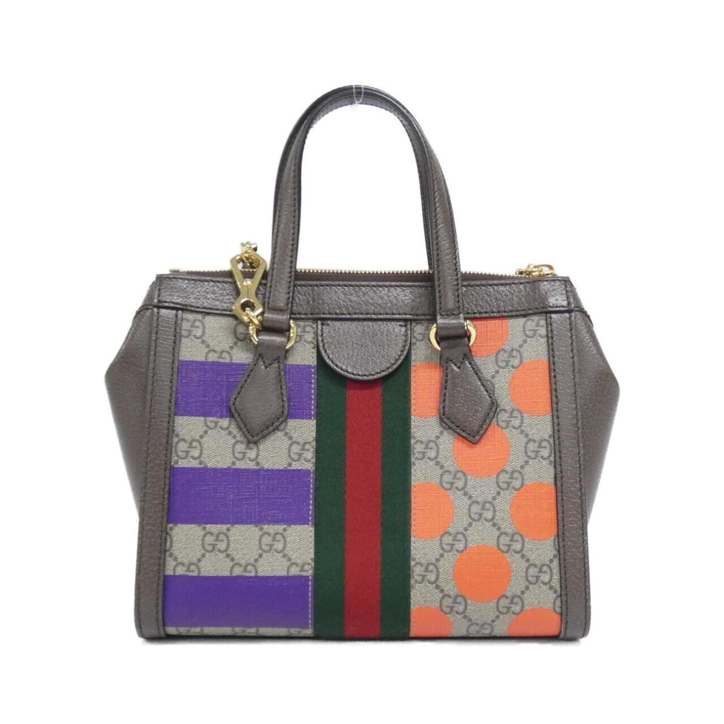 Gucci Beige Brown Multi-Color Gg Supreme Leather Handbag