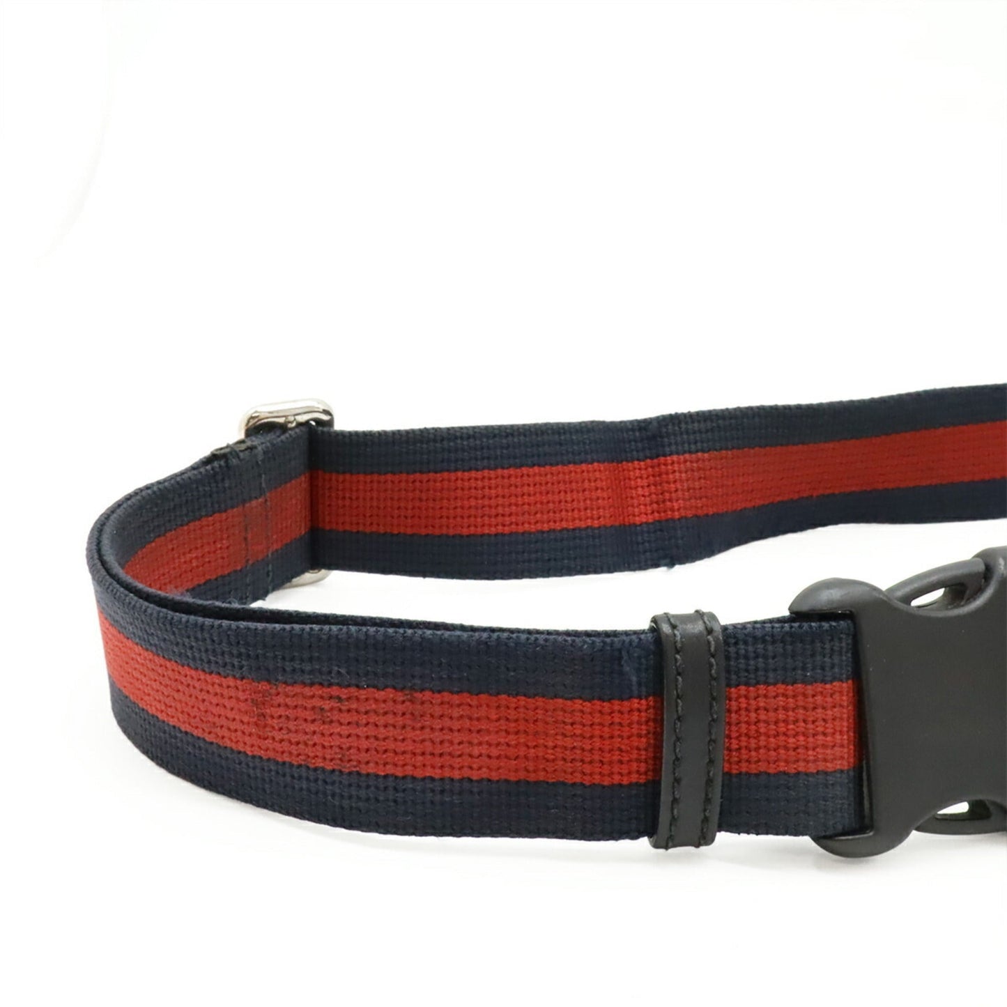 Gucci Black Dark Gray Navy Red Color Pvc Leather Fanny Pack