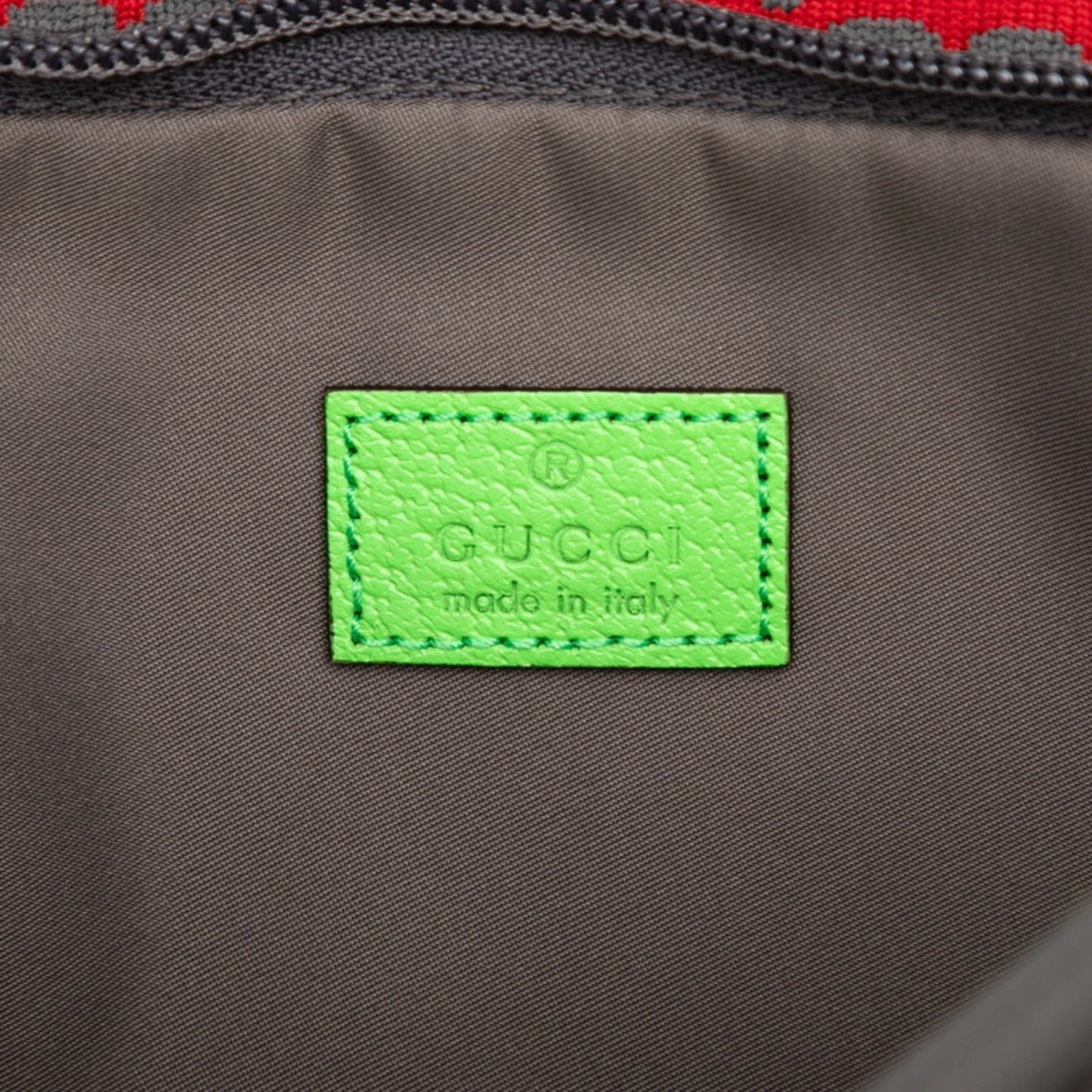Gucci Gray Green Red Color Nylon Rubber Sling Bag