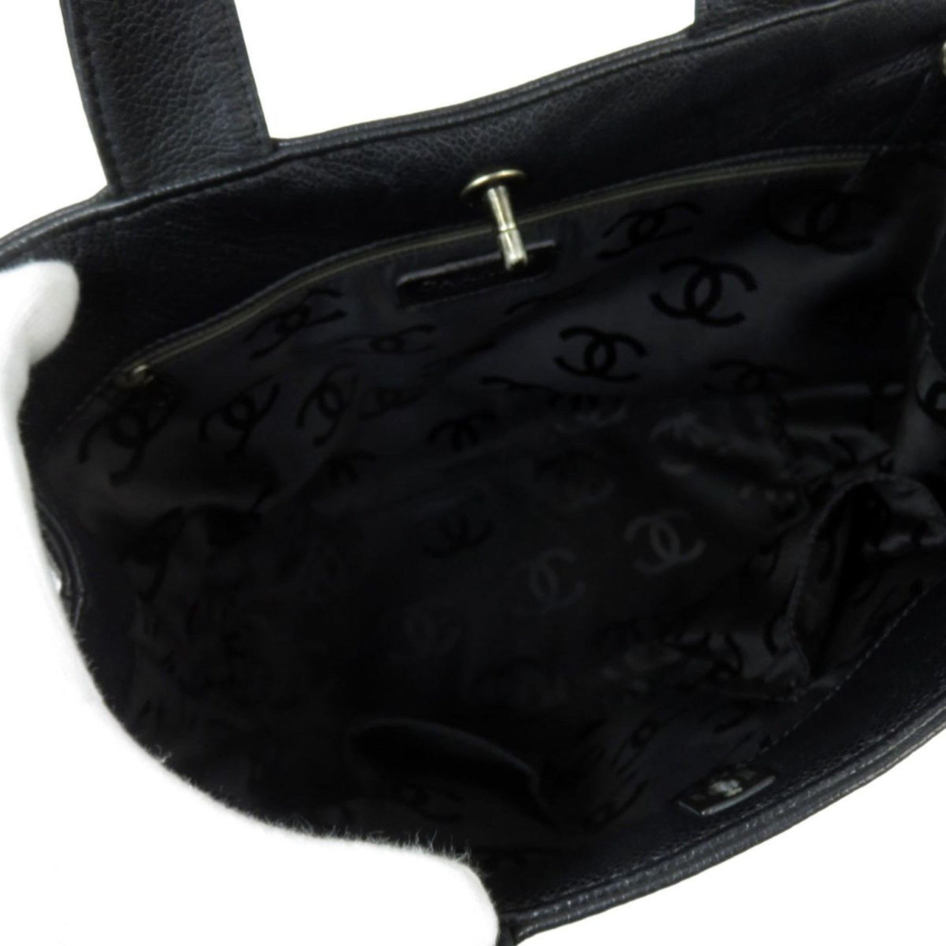 CHANEL Caviar Skin Turnlock Tote Bag