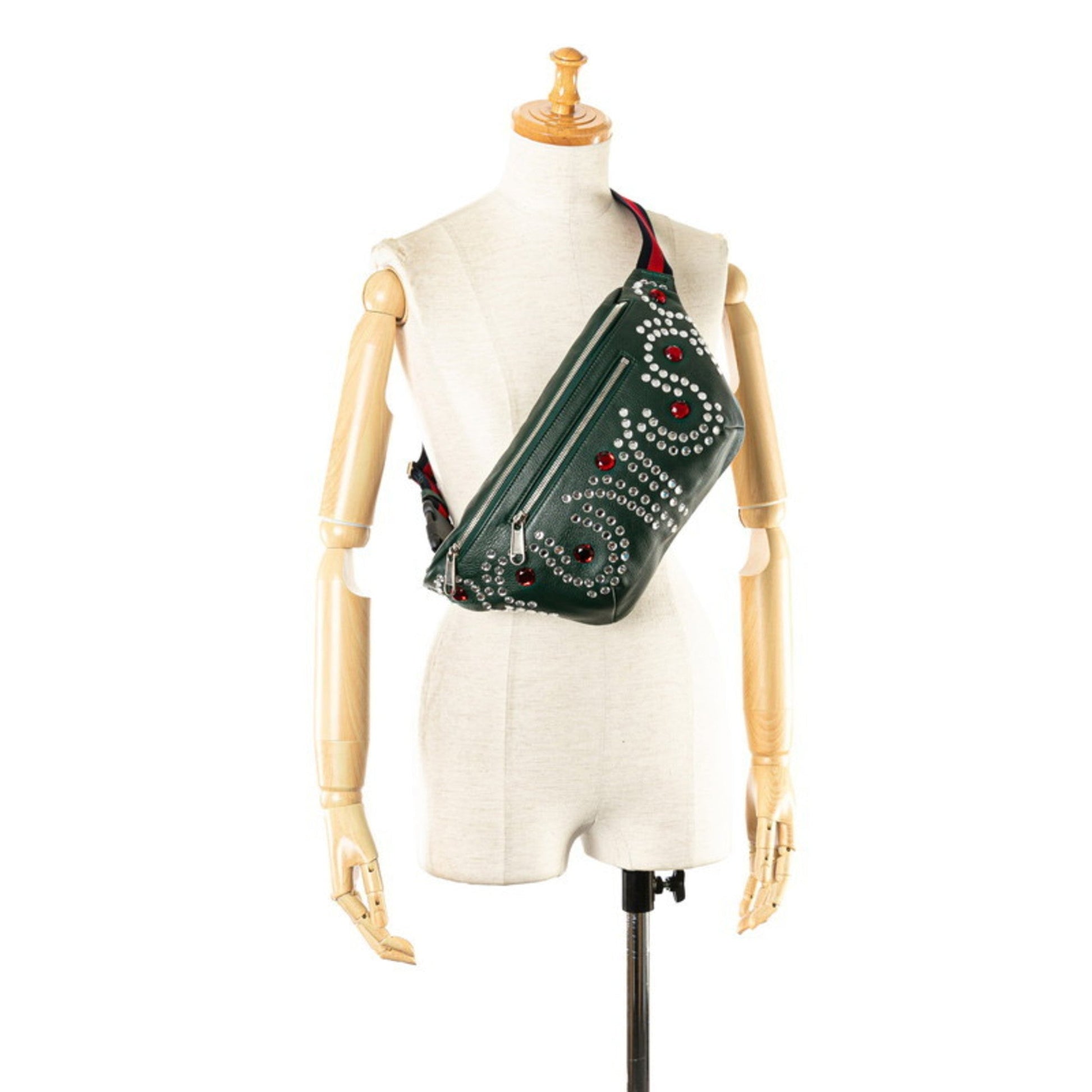 Gucci Moss Green Multi-Color Leather Sling Bag