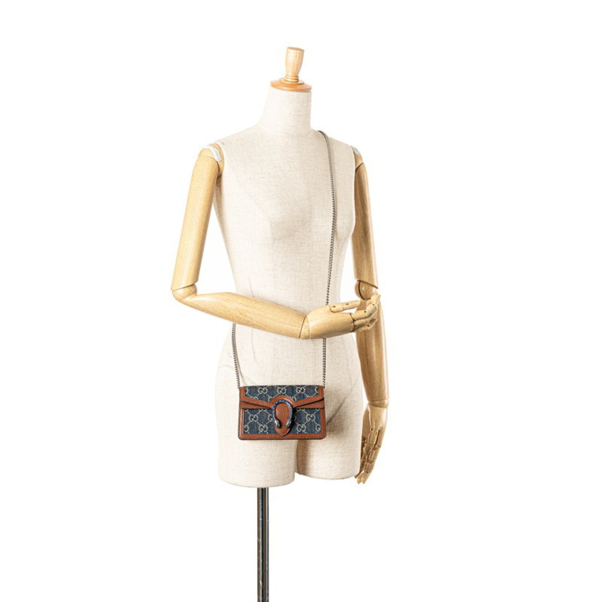 Gucci Brown Denim Leather Shoulder Bag