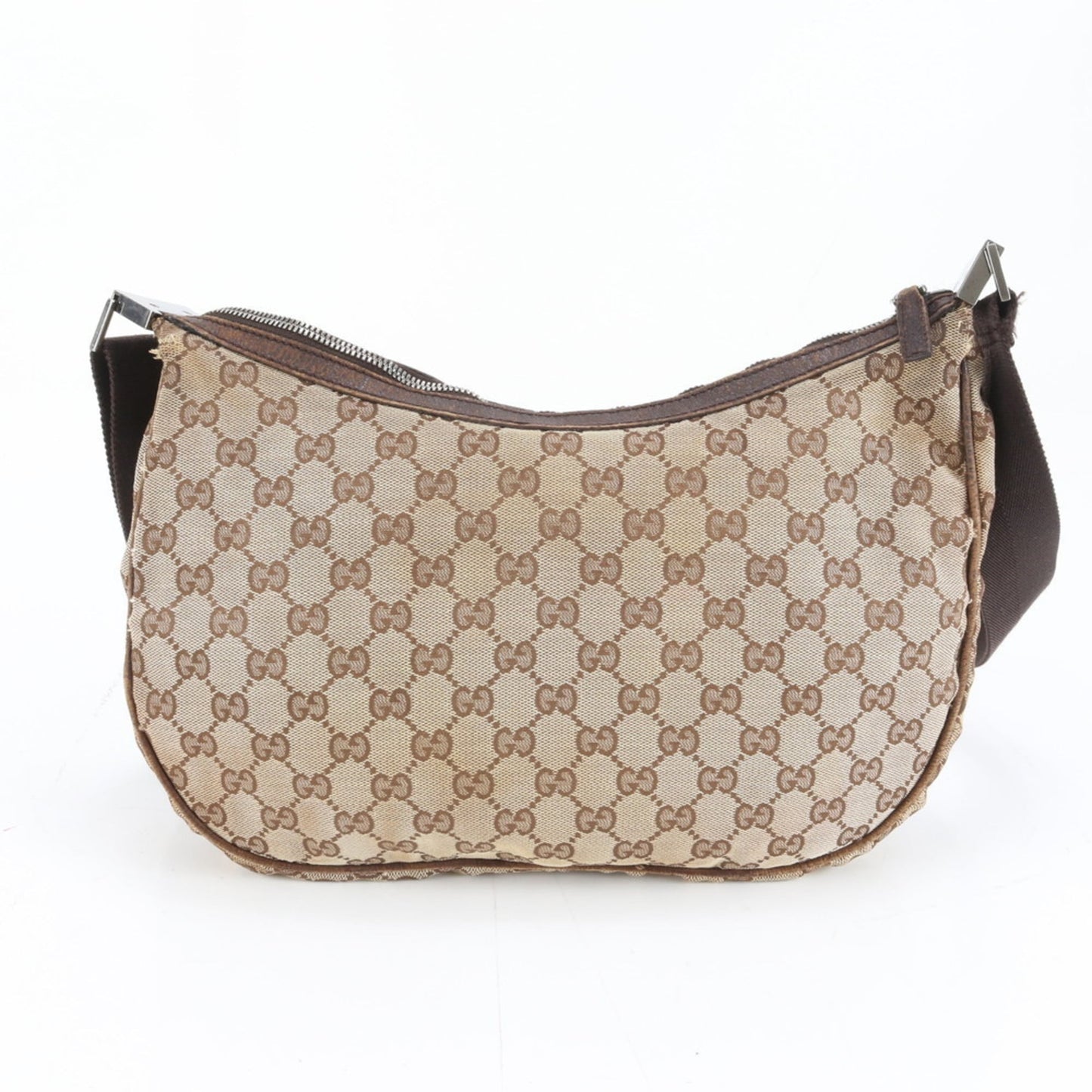 Gucci Gg Canvas Brown Leather Canvas Shoulder Bag