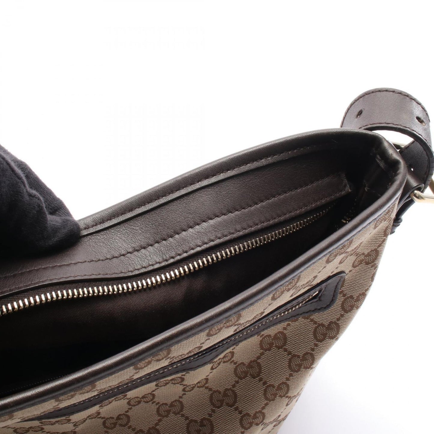 Gucci Beige Brown Gg Canvas Leather Shoulder Bag