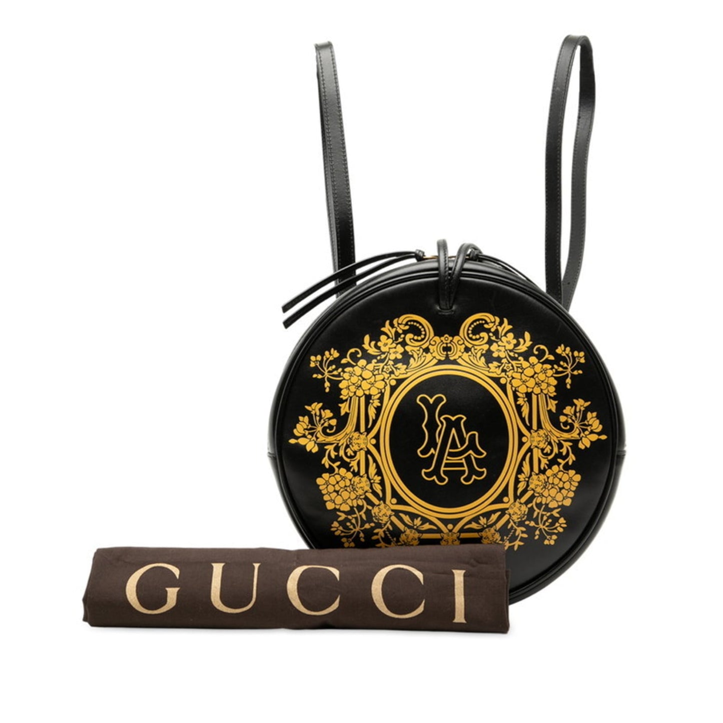 Gucci Black Yellow Leather Backpack
