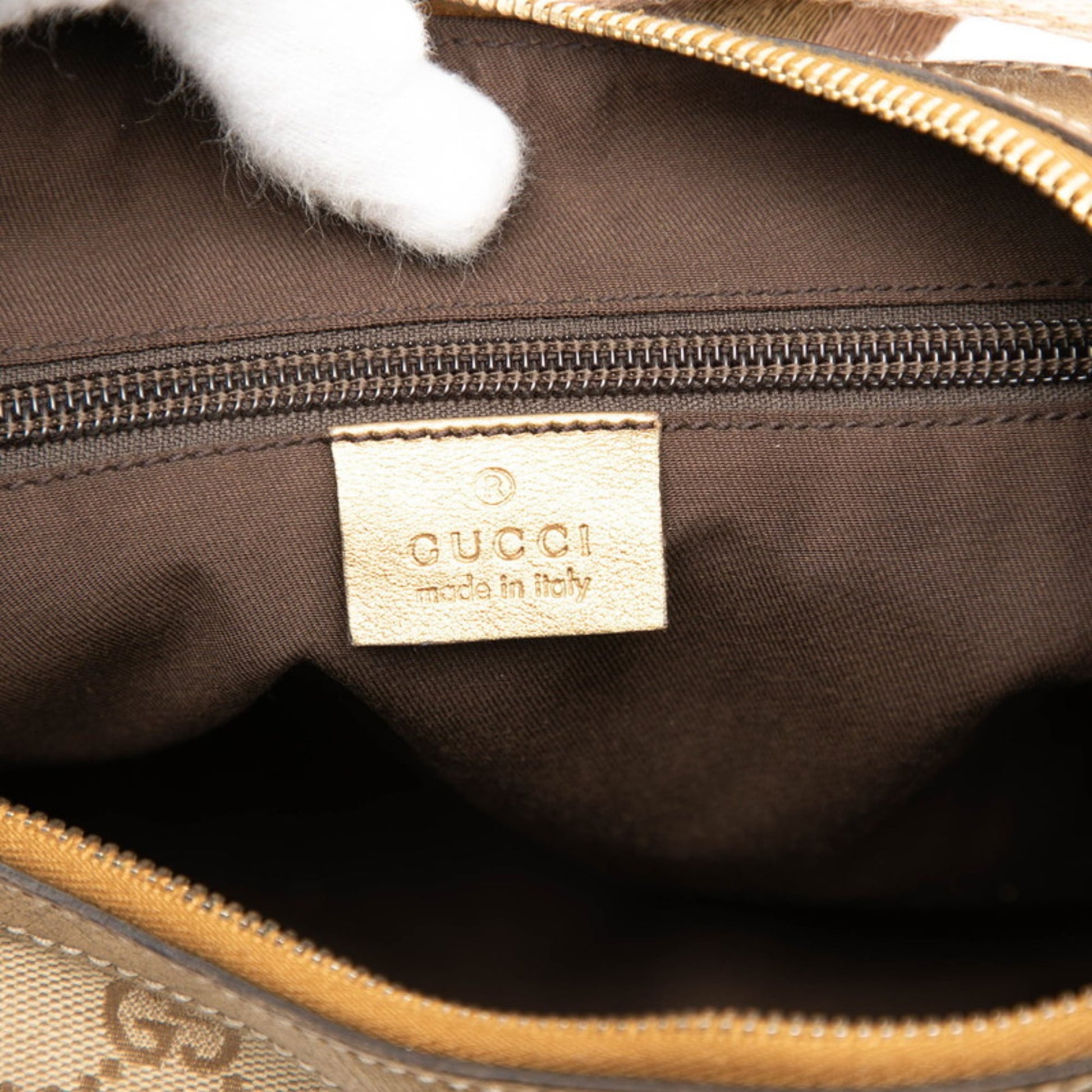 Gucci Gg Canvas Beige Gold Gg Canvas Leather Shoulder Bag