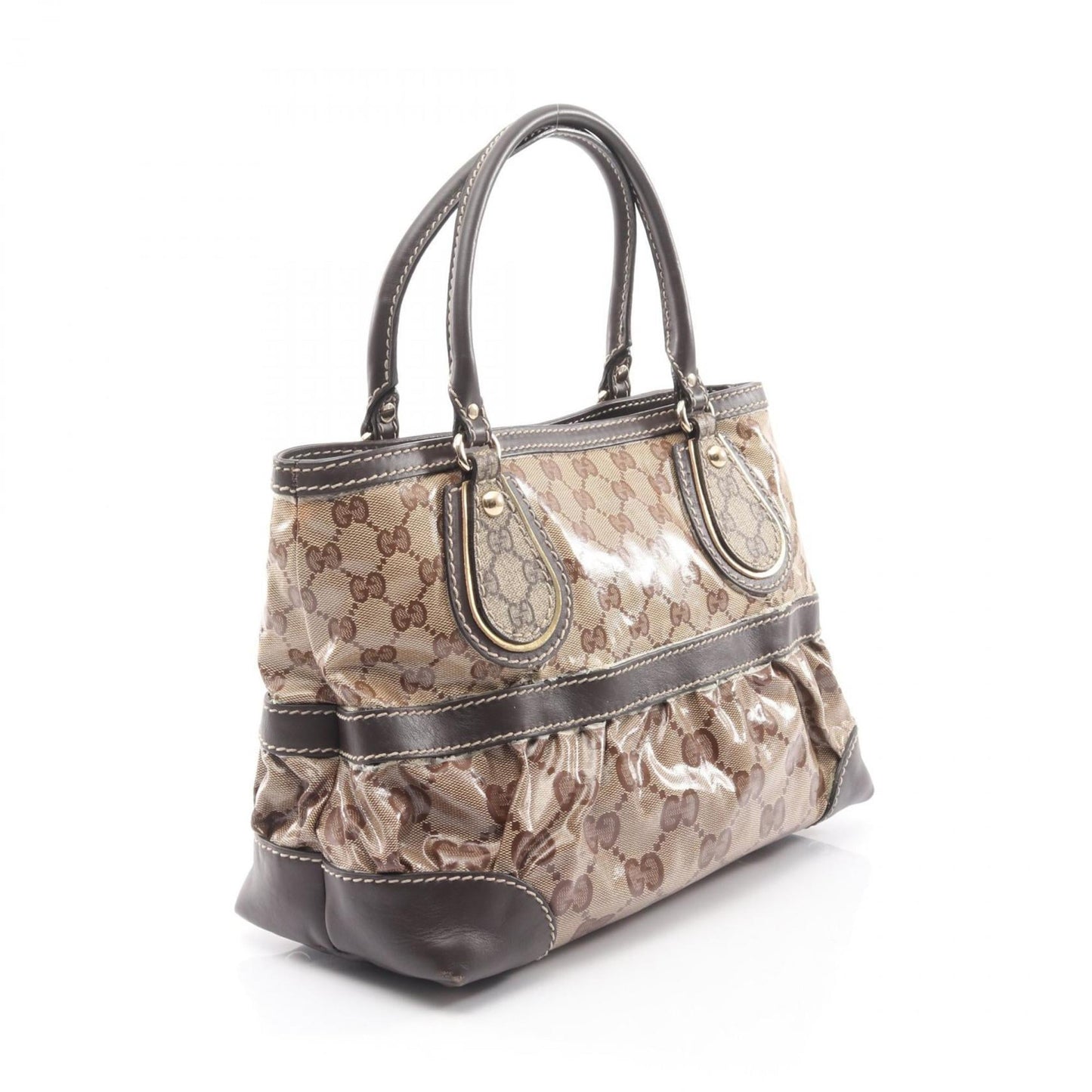 Gucci Beige Brown Pvc Leather Tote Bag