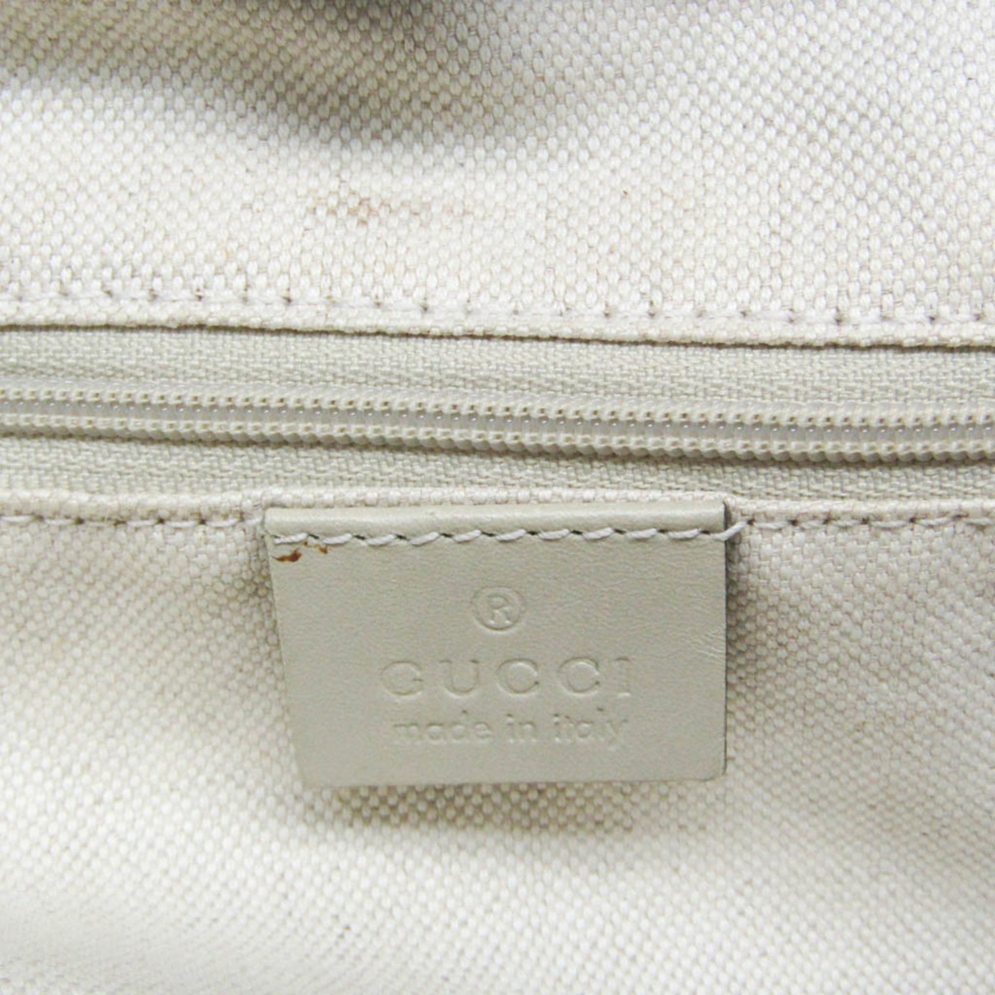 Gucci Beige Brown Cream Leather Canvas Handbag