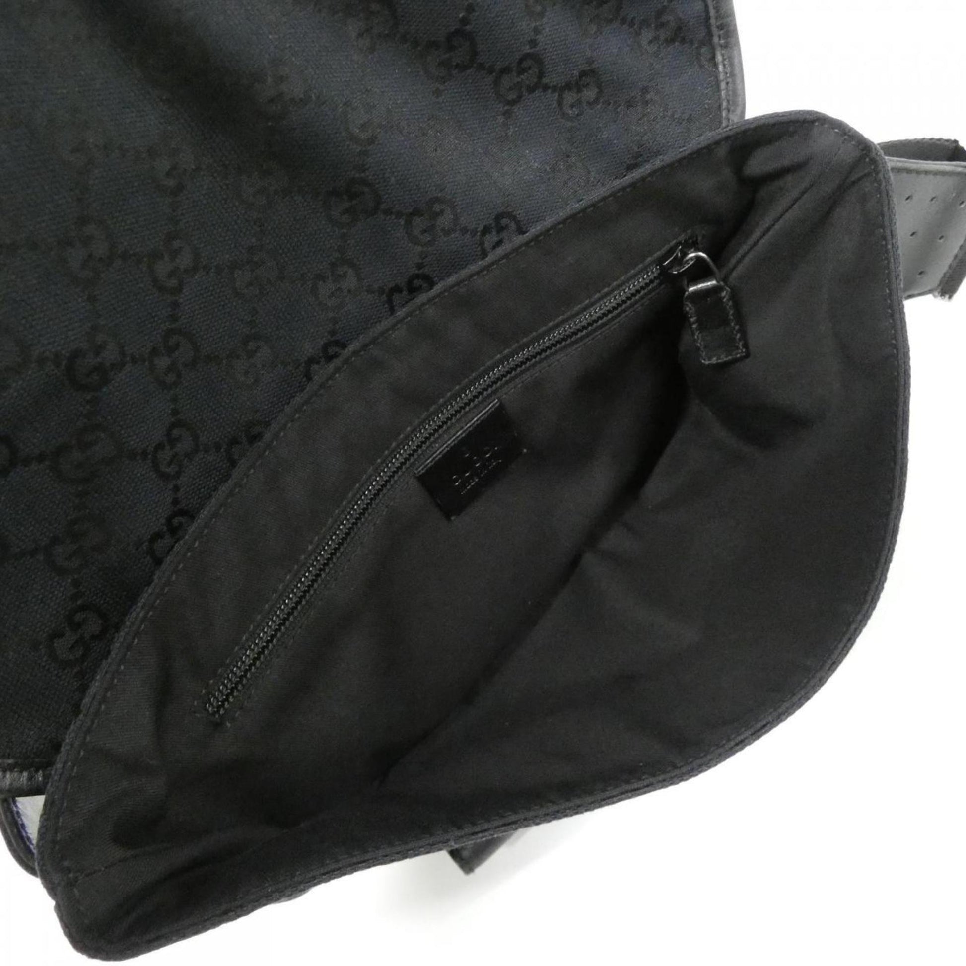Gucci Black Gg Canvas Fanny Pack