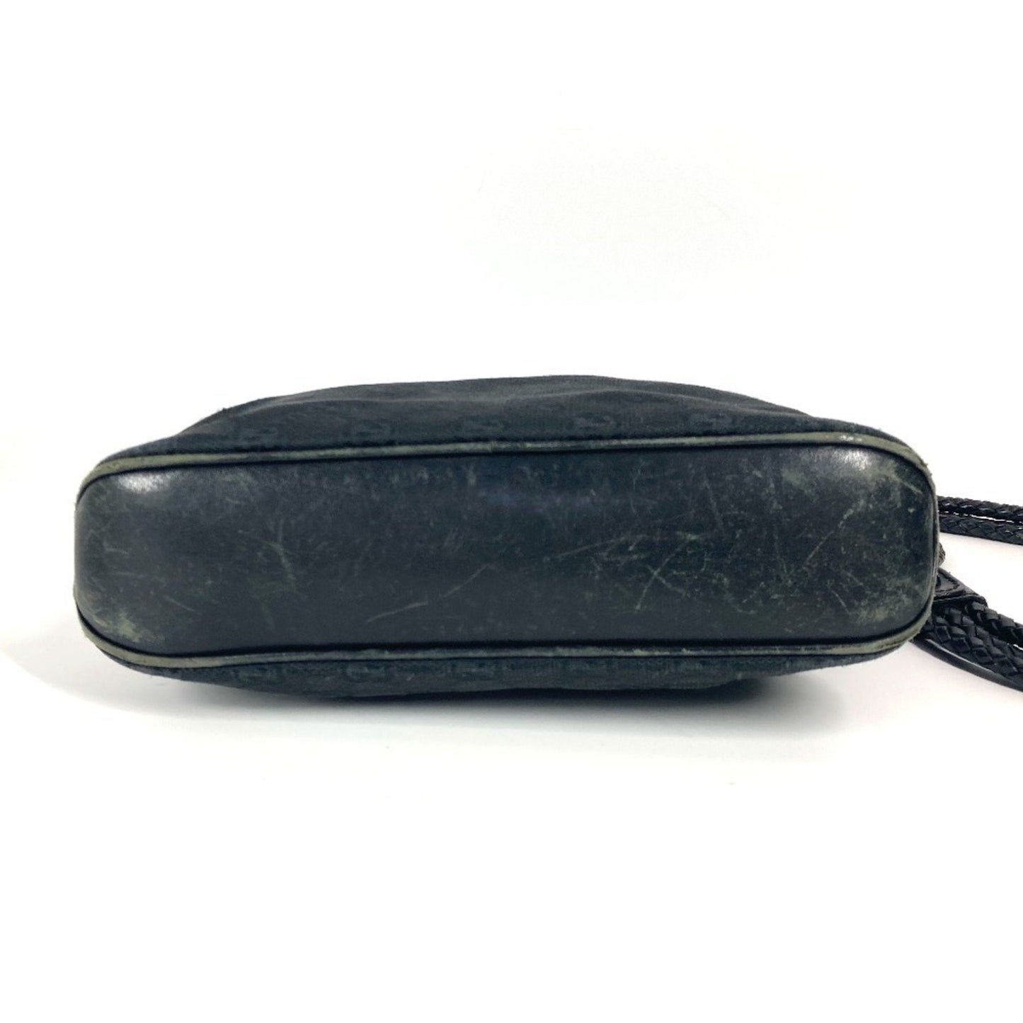 Gucci Black Gg Canvas Leather Shoulder Bag