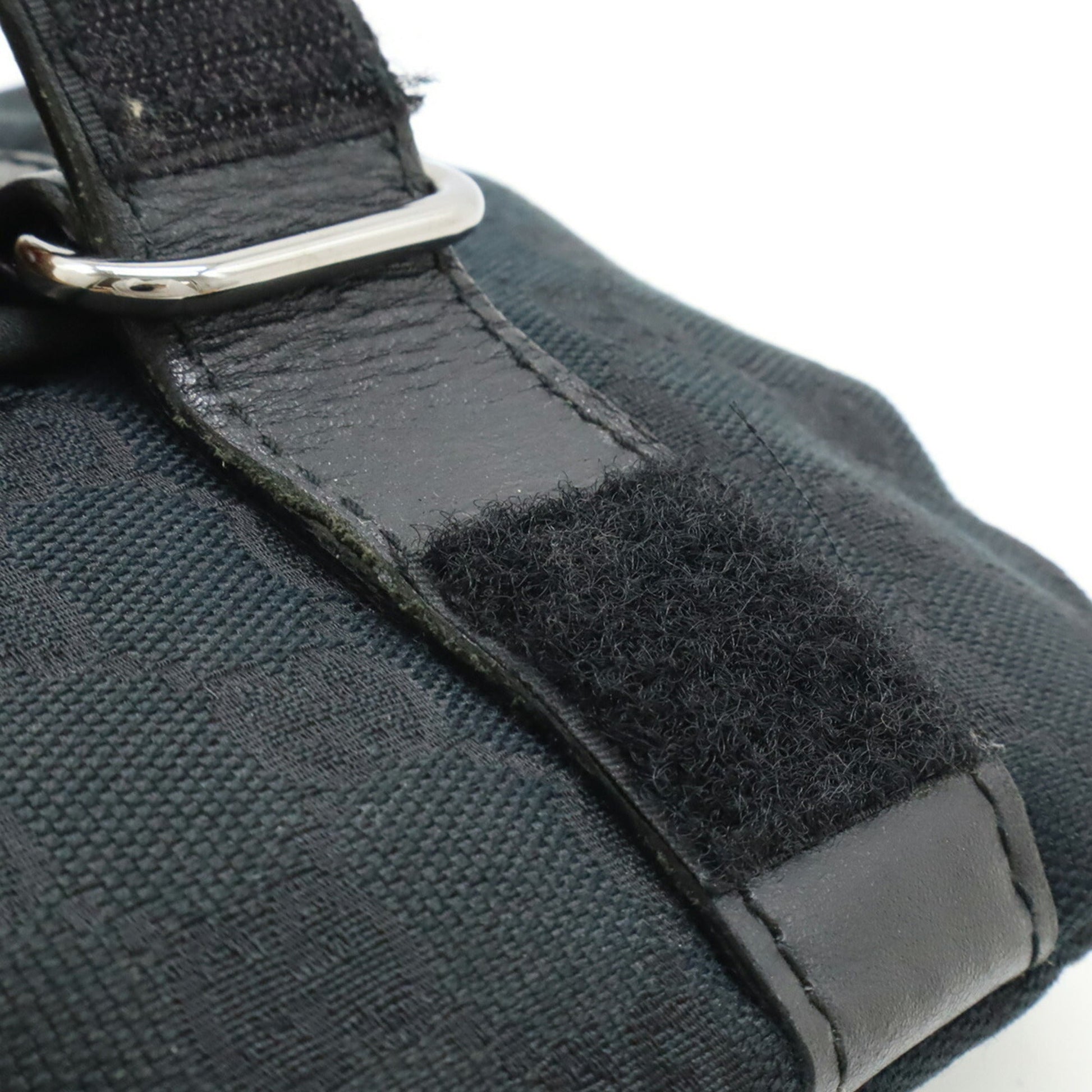 Gucci Black Gg Canvas Leather Pouch Sling Bag