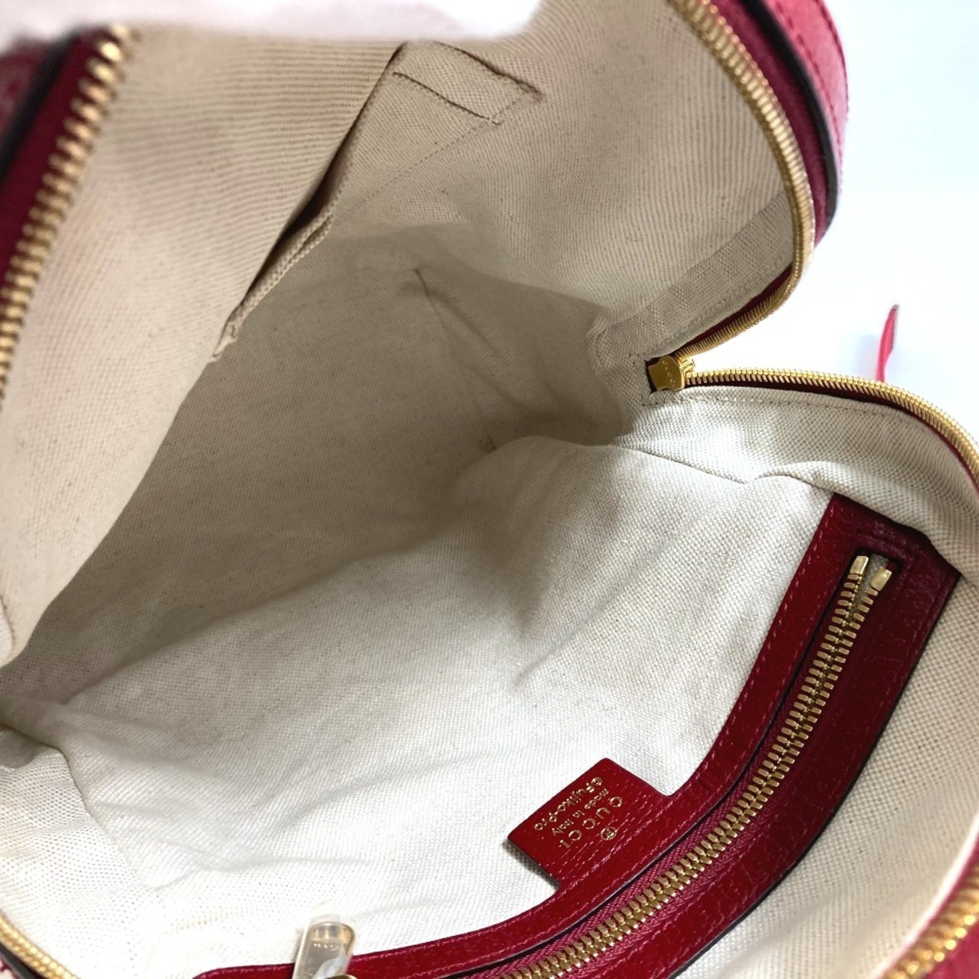 Gucci Beige Red Color Pvc Leather Backpack