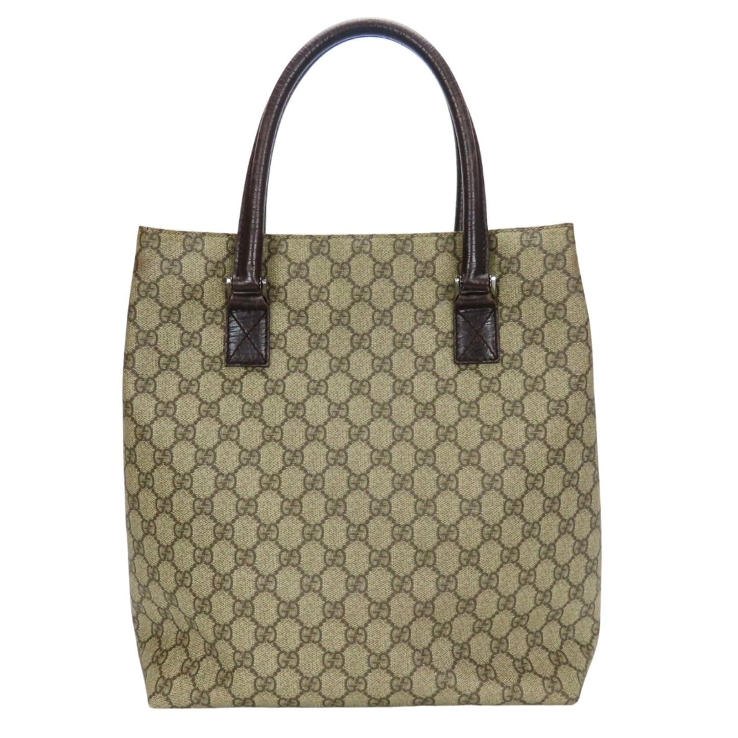 Gucci Beige Brown Gg Supreme Leather Tote Bag