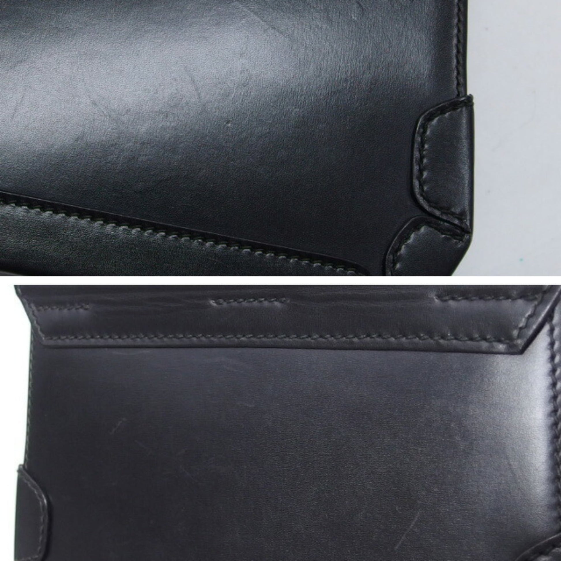 Gucci Black Leather Handbag Vanity Bag