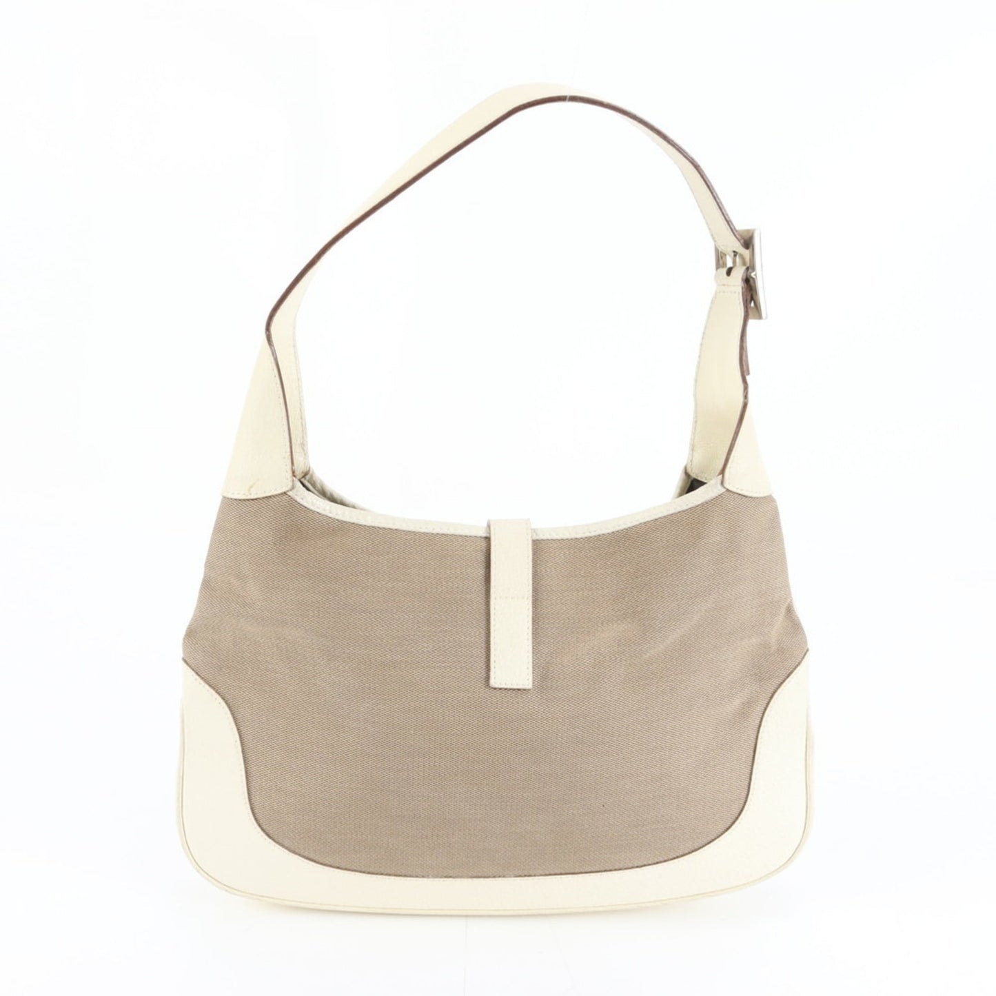 Gucci Beige Leather Canvas Shoulder Bag