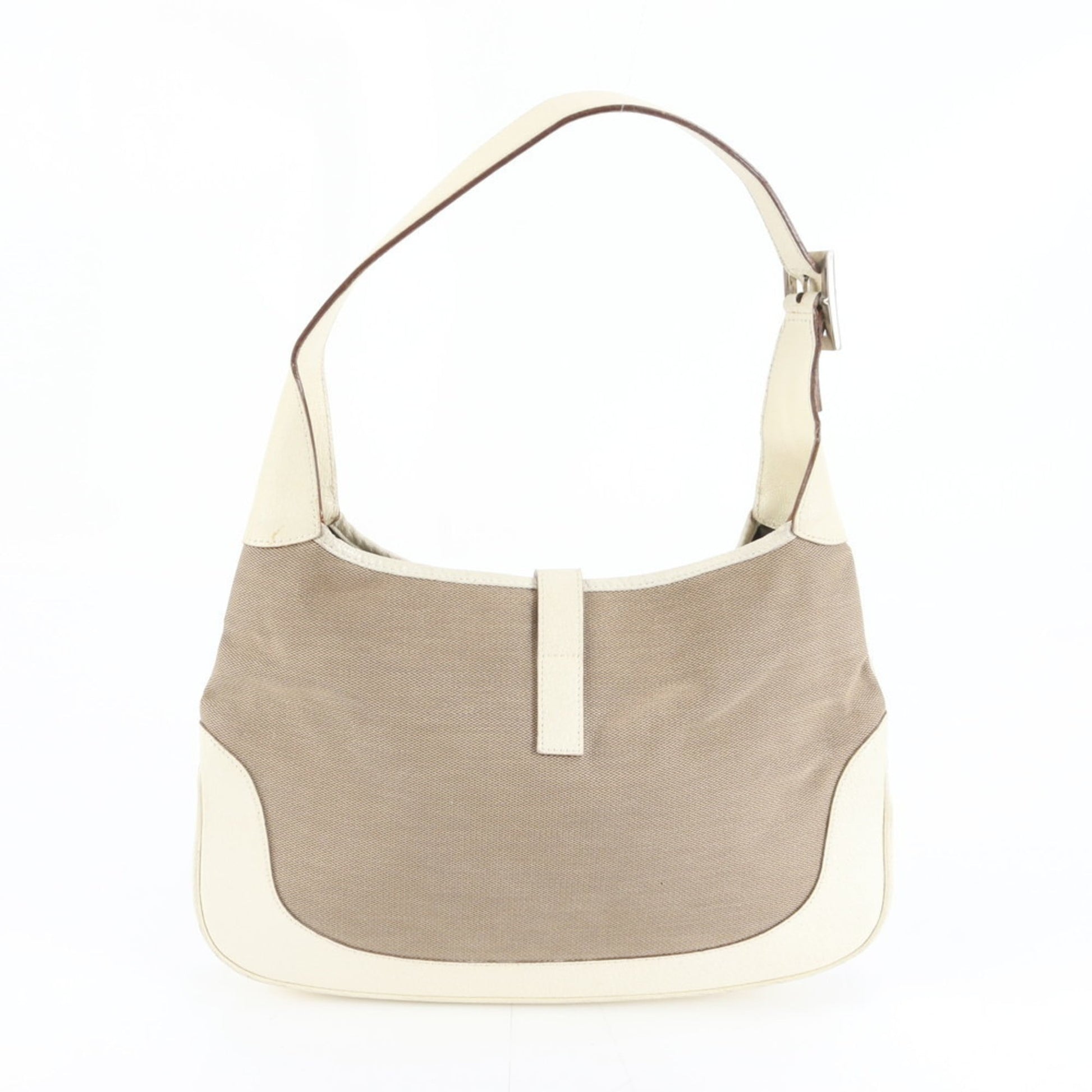 Gucci Beige Leather Canvas Shoulder Bag