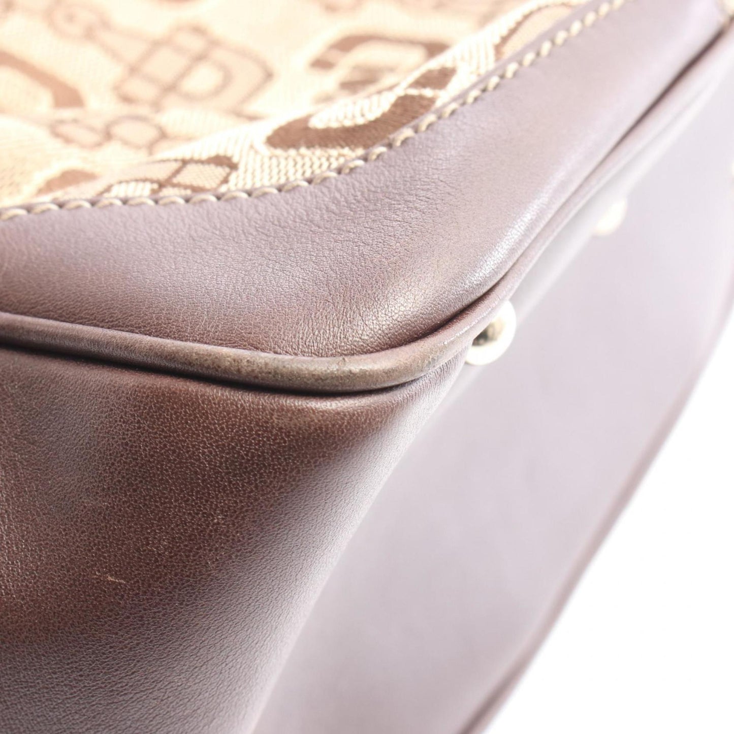 Gucci Beige Brown Canvas Leather Boston Bag Handbag