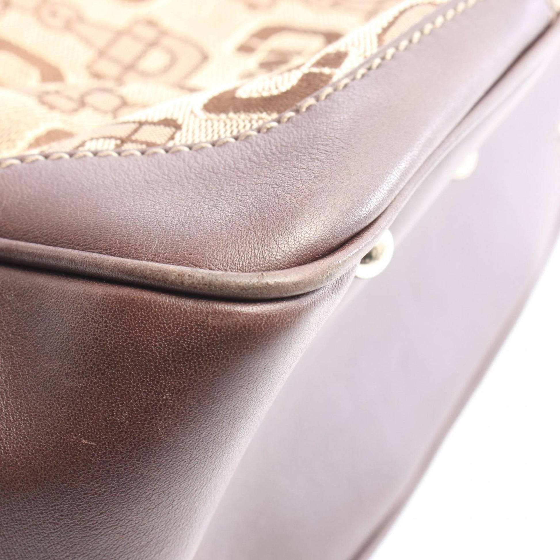 Gucci Beige Brown Canvas Leather Boston Bag Handbag