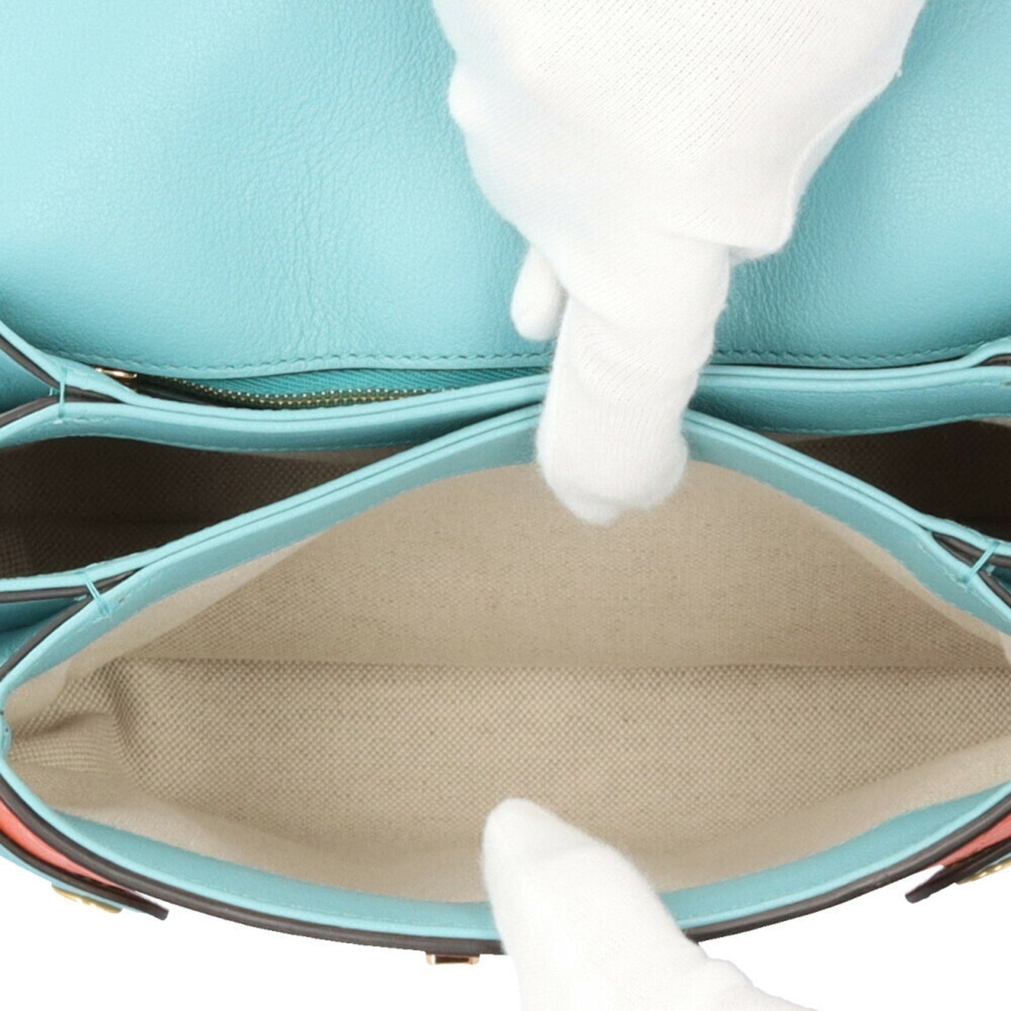 Gucci Light Blue Orange Leather Shoulder Bag