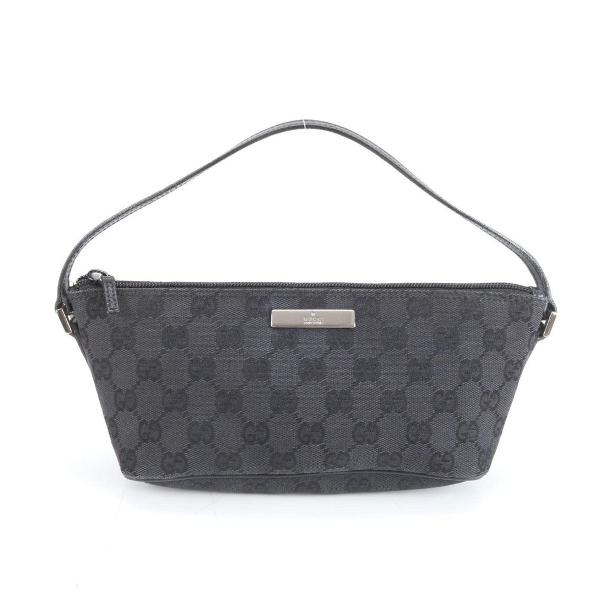 Gucci Black Leather Canvas Pouch Shoulder Bag