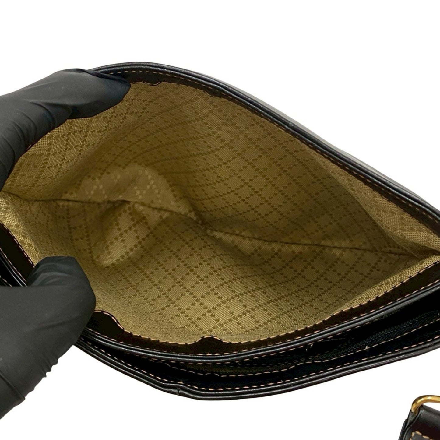 Gucci Black Leather Pvc Pochette Shoulder Bag
