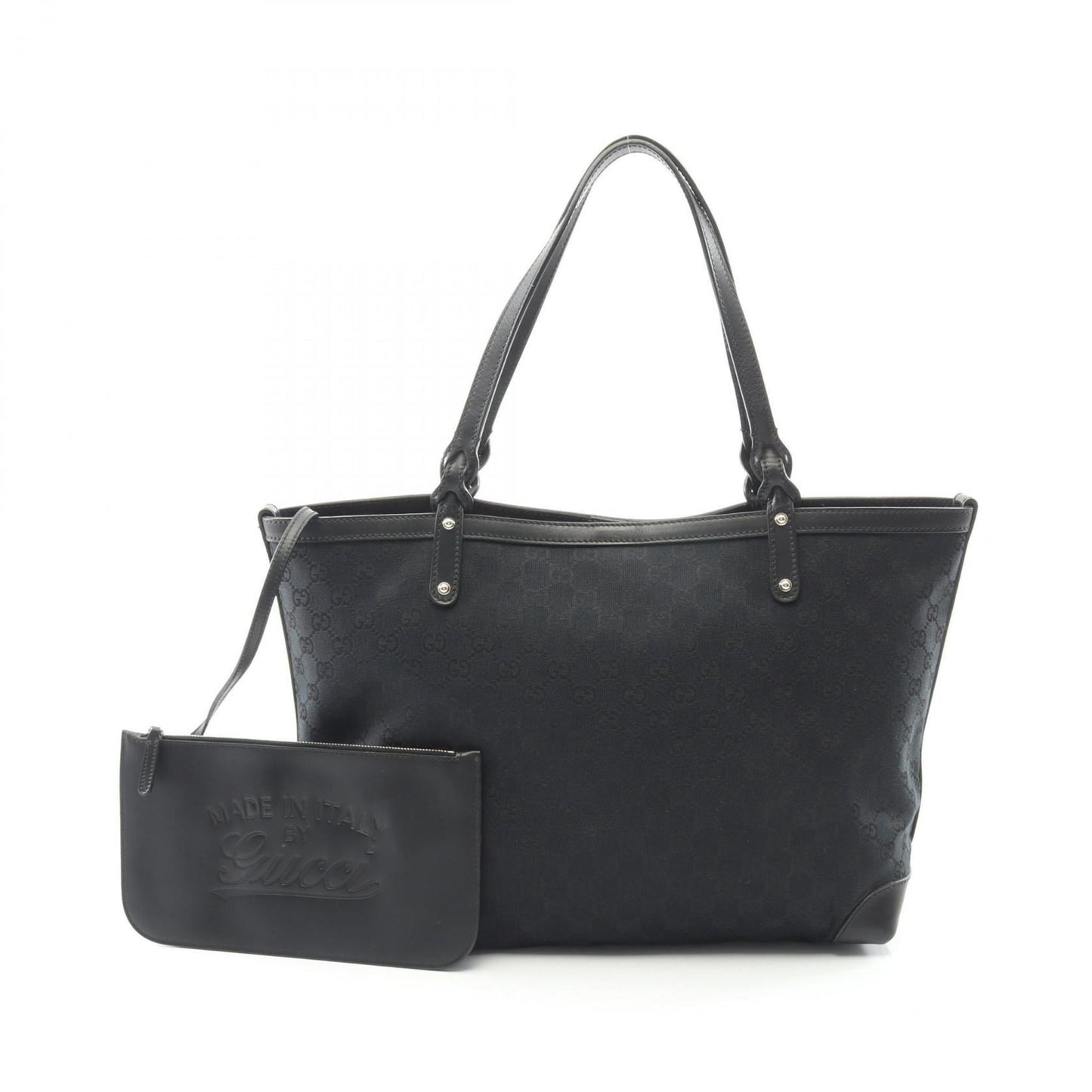 Gucci Black Canvas Leather Tote Bag