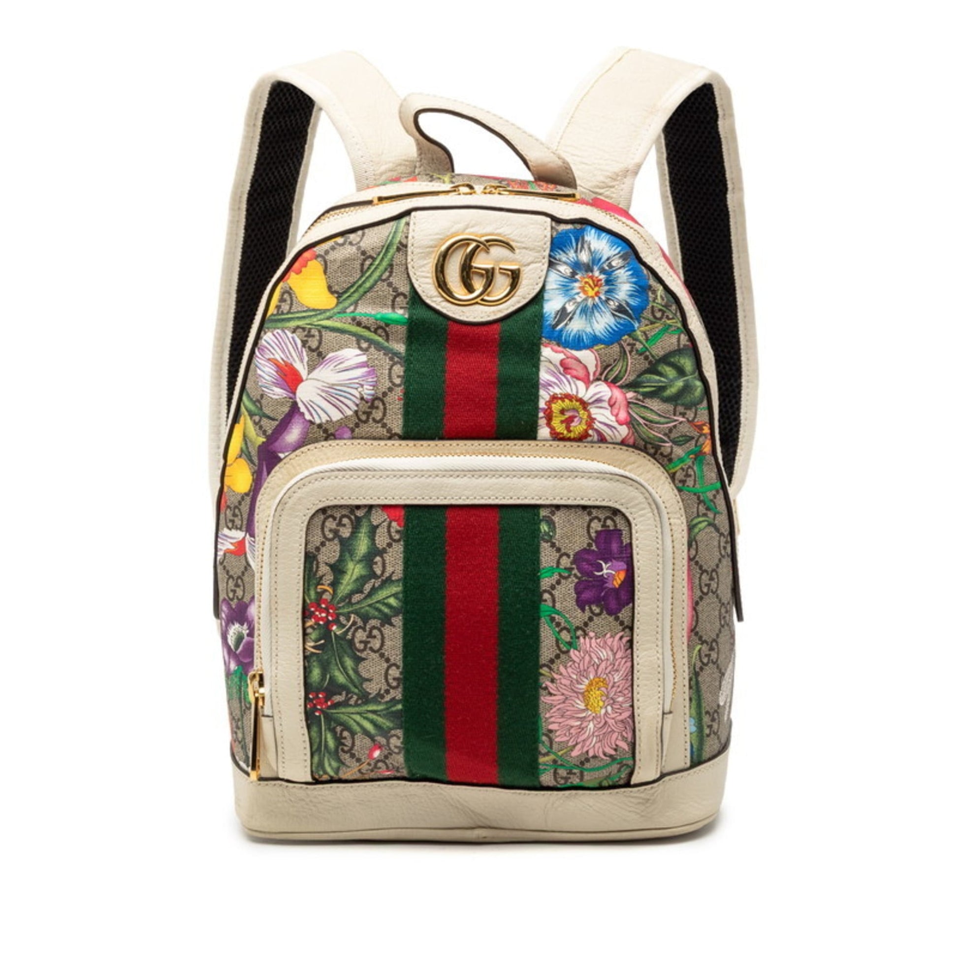 Gucci Beige Multi-Color Gg Supreme Pvc Leather Backpack