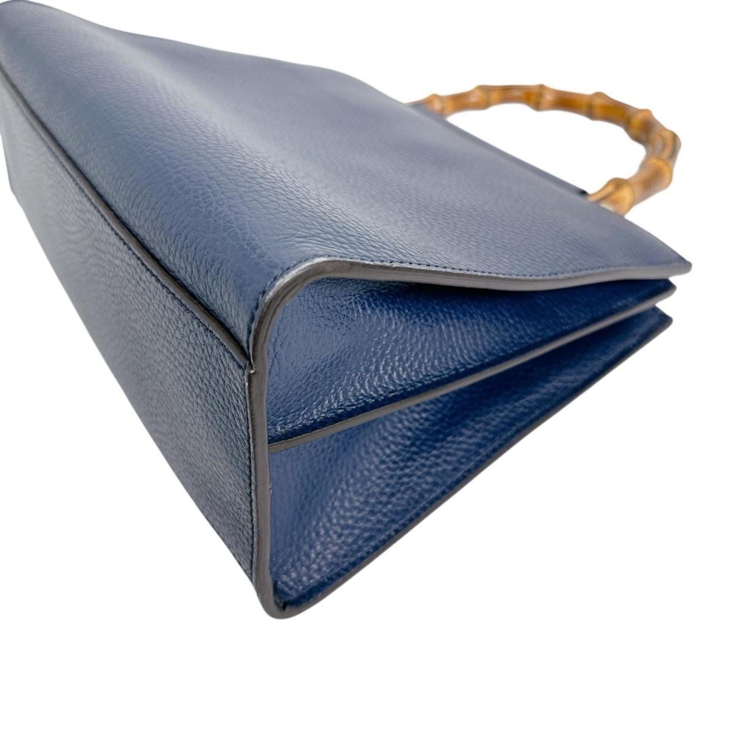 Gucci Blue Bamboo Leather Handbag