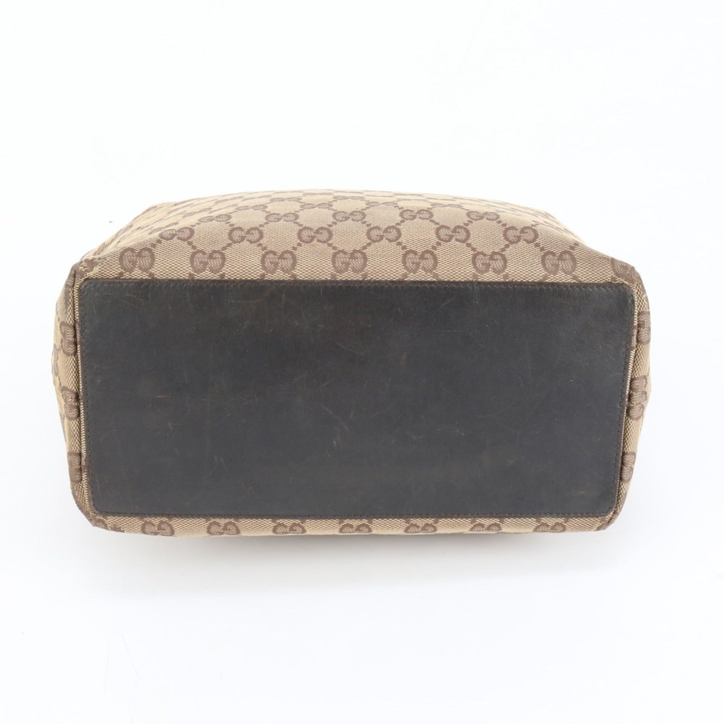 Gucci Brown Leather Canvas Tote Bag