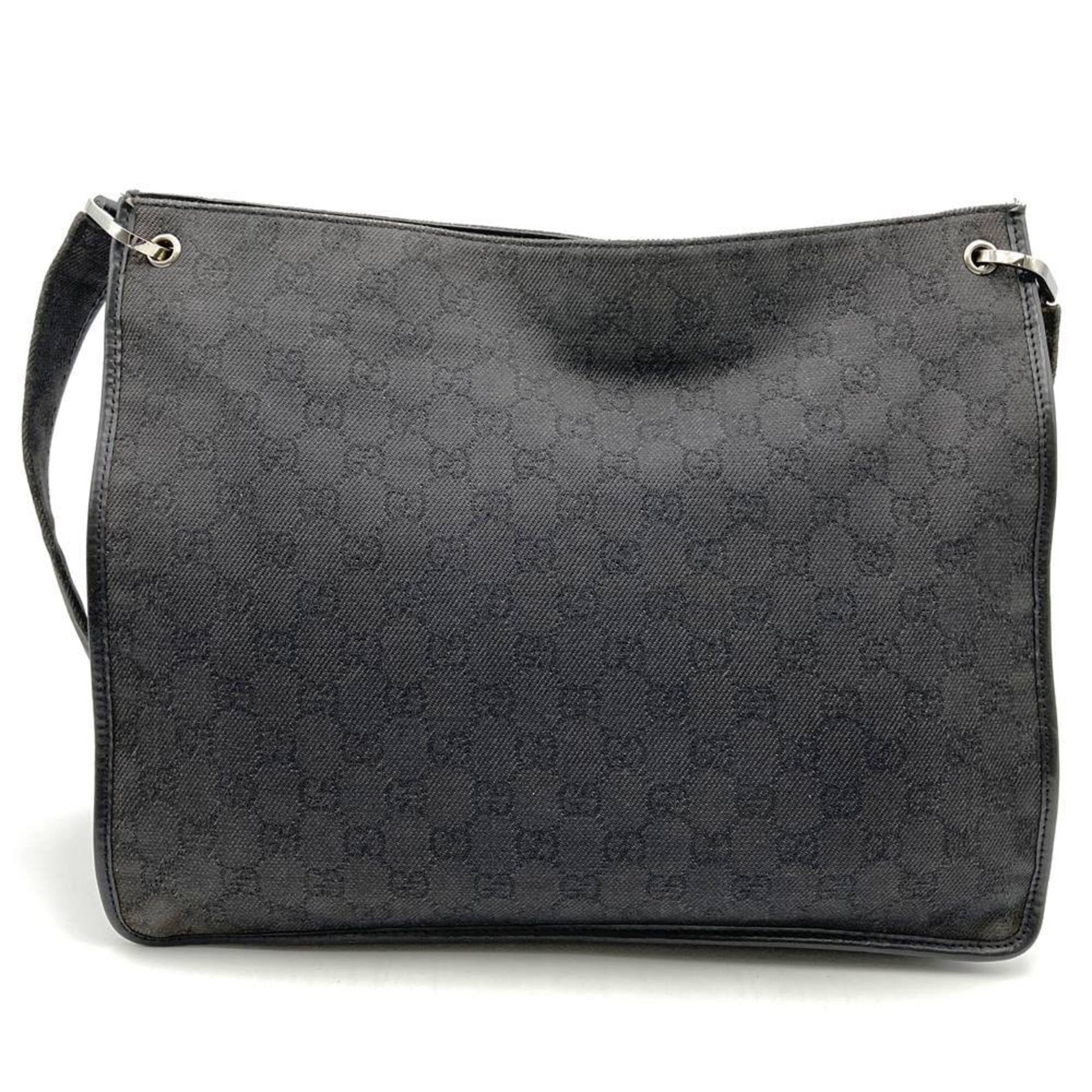 Gucci Black Denim Leather Shoulder Bag