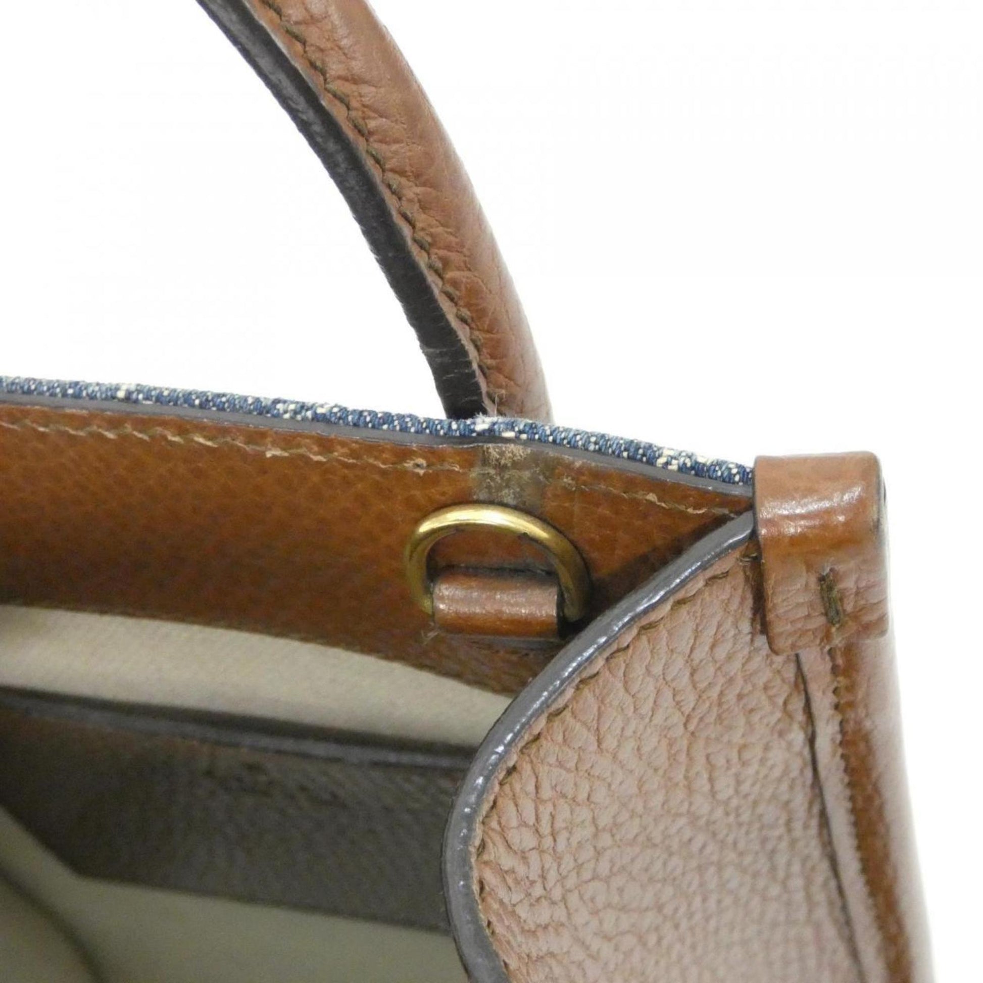 Gucci Brown Dark Blue Jacquard Leather Handbag