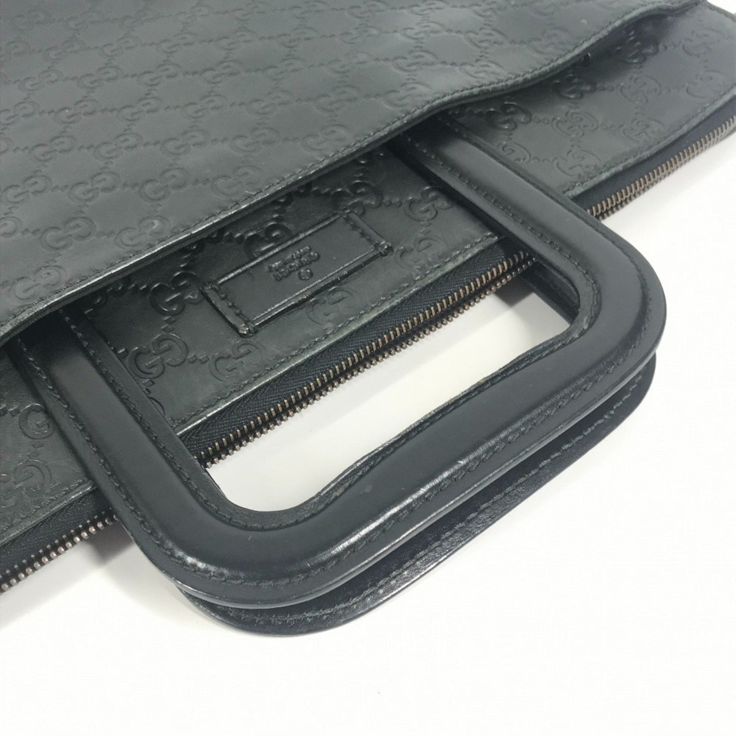 Gucci Black Gg Leather Briefcase Handbag Tote Bag