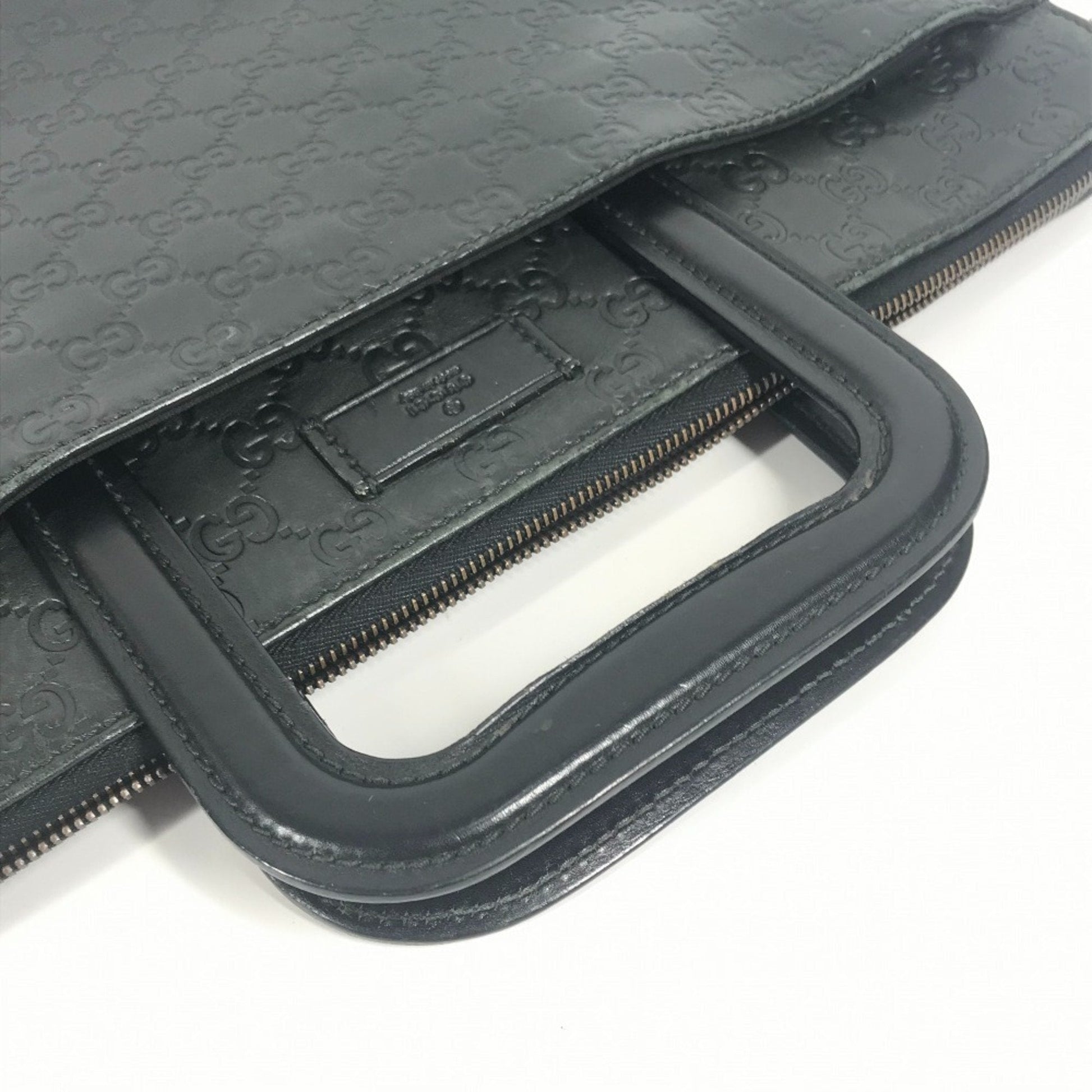 Gucci Black Gg Leather Briefcase Handbag Tote Bag