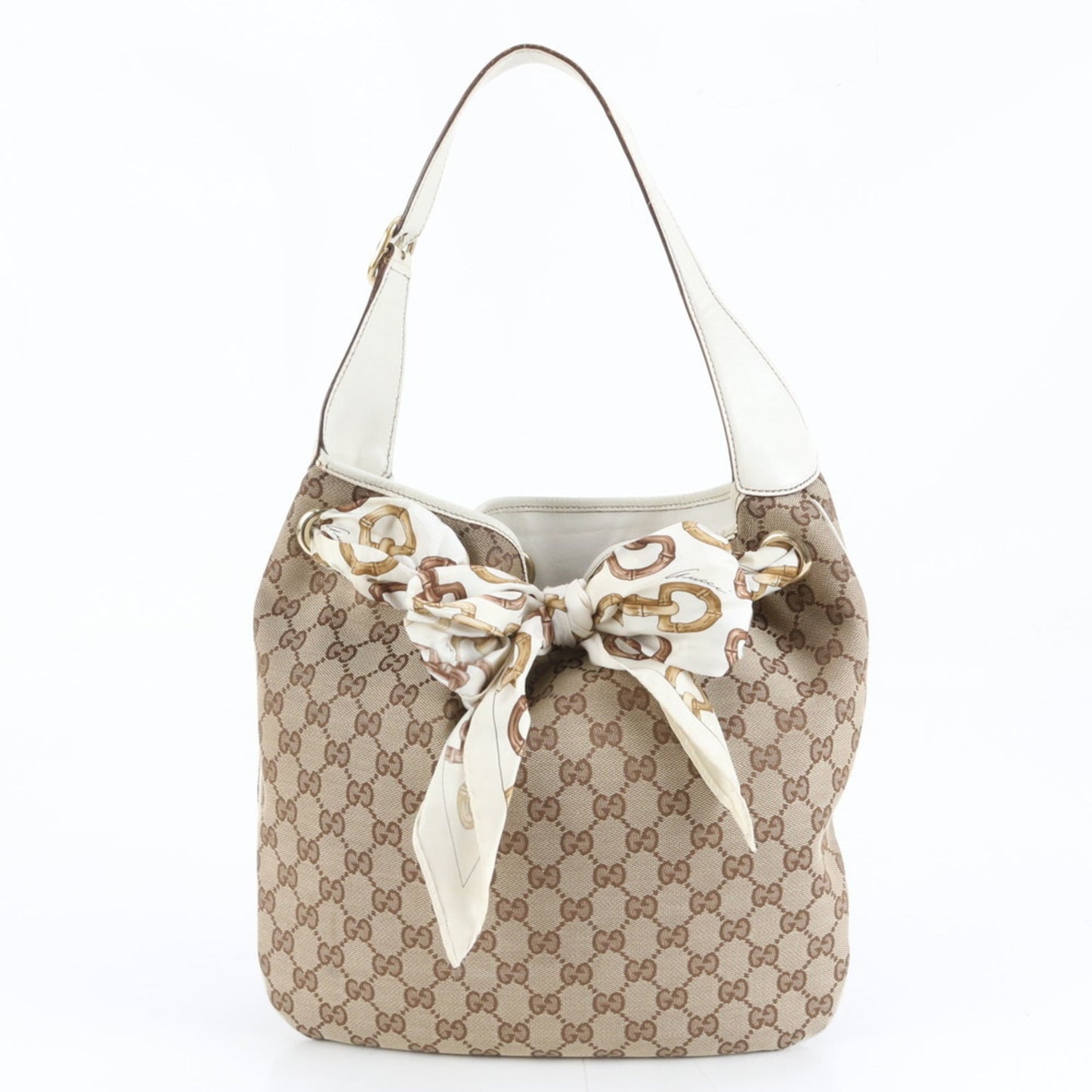 Gucci Brown Leather Canvas Shoulder Bag